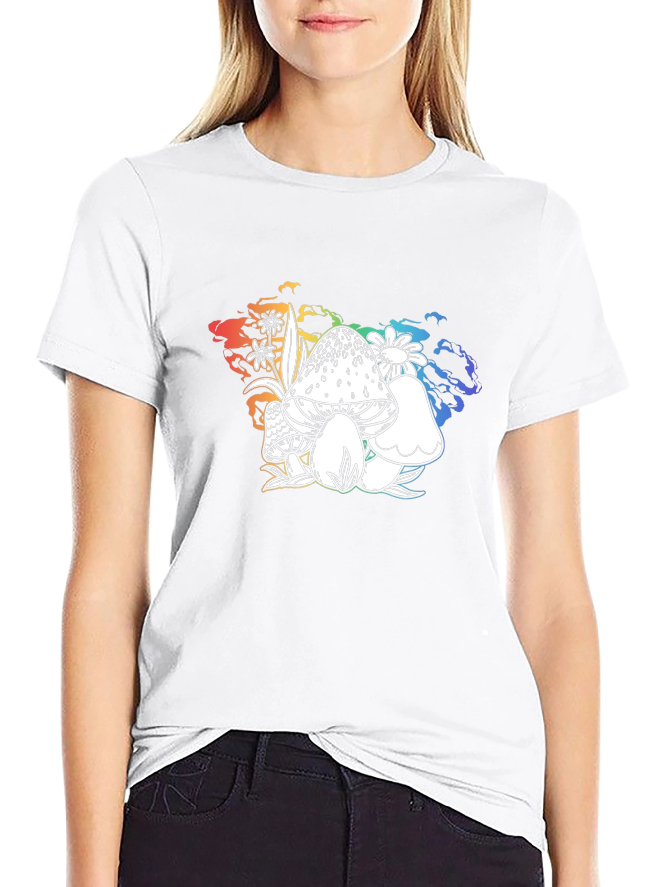 Mushroom Graphic T-Shirt - Black Cotton Tee