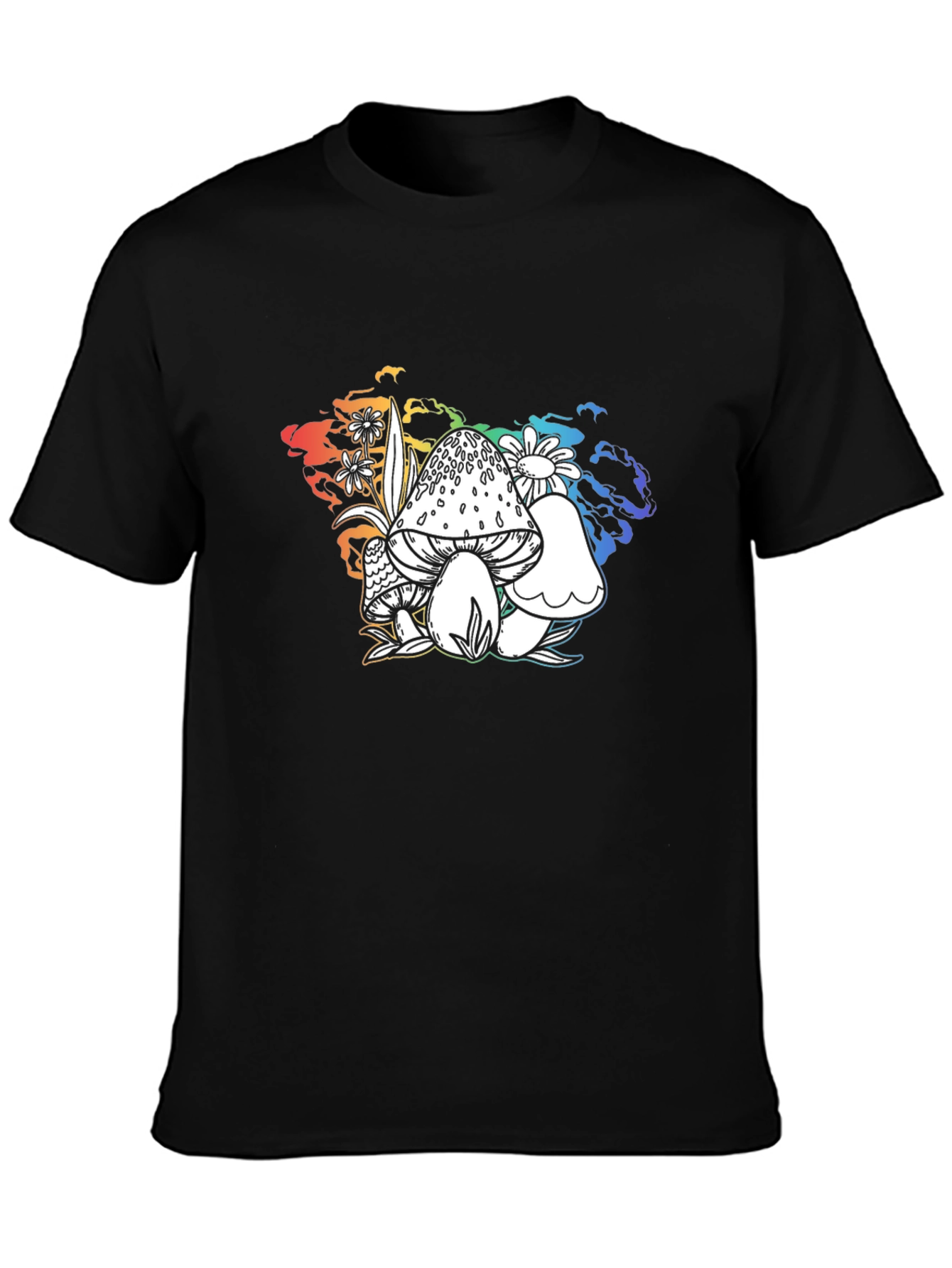 Mushroom Graphic T-Shirt - Black Cotton Tee