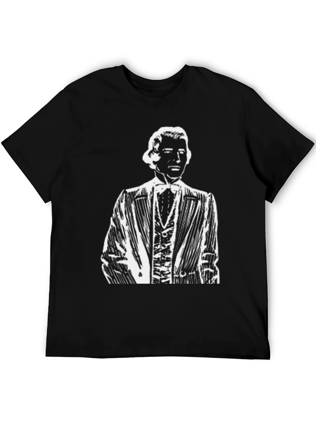 Gentleman Portrait Black T-Shirt - Classically Cool