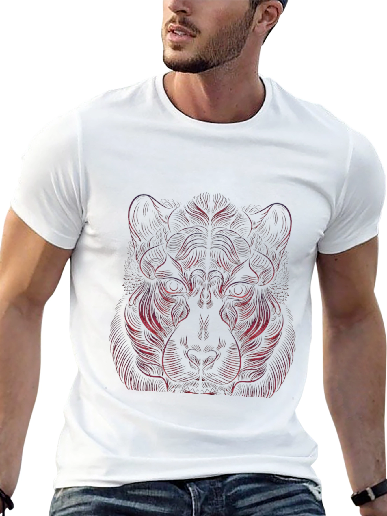 Abstract Lion Graphic Black T-Shirt