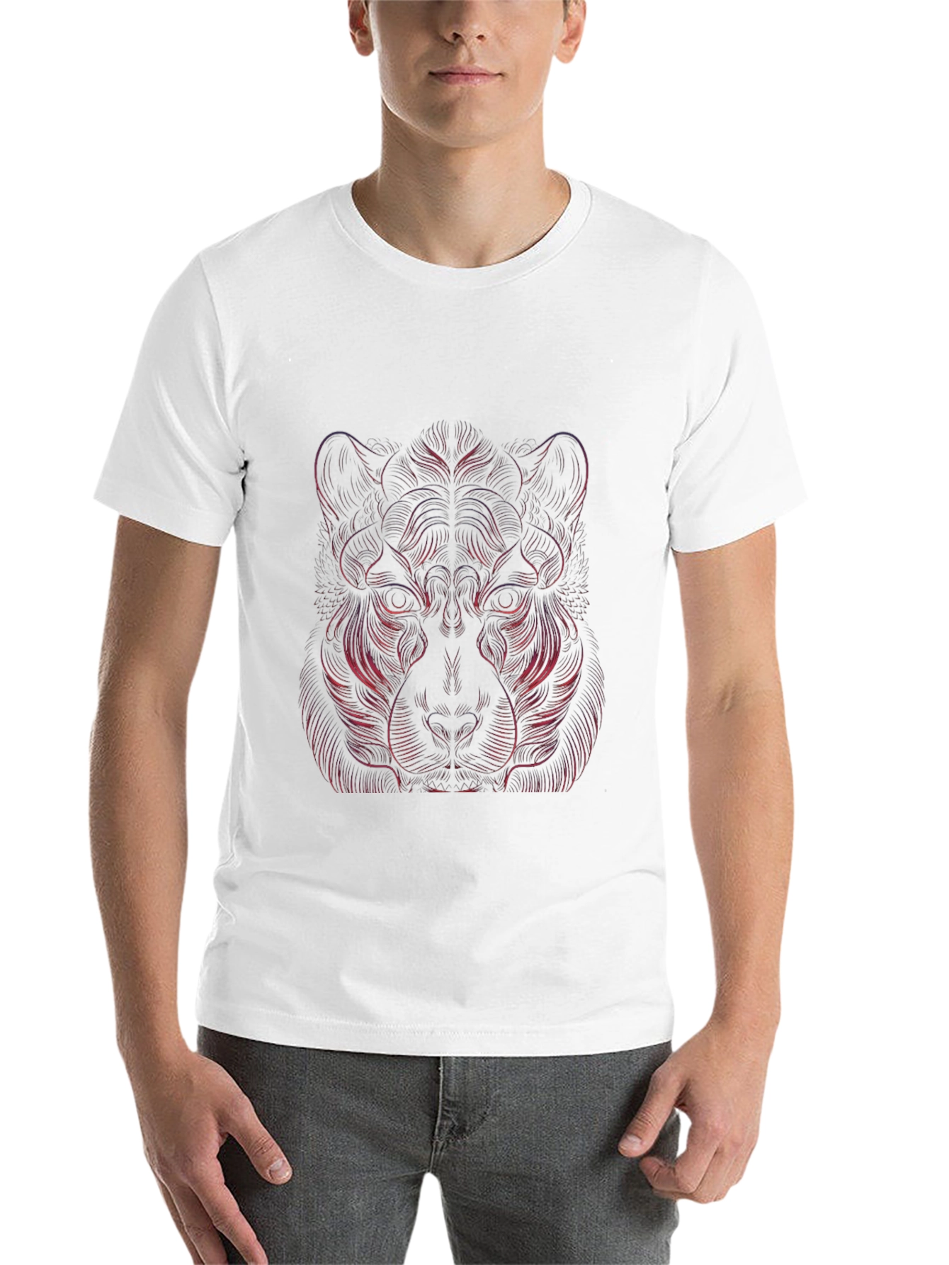 Abstract Lion Graphic Black T-Shirt