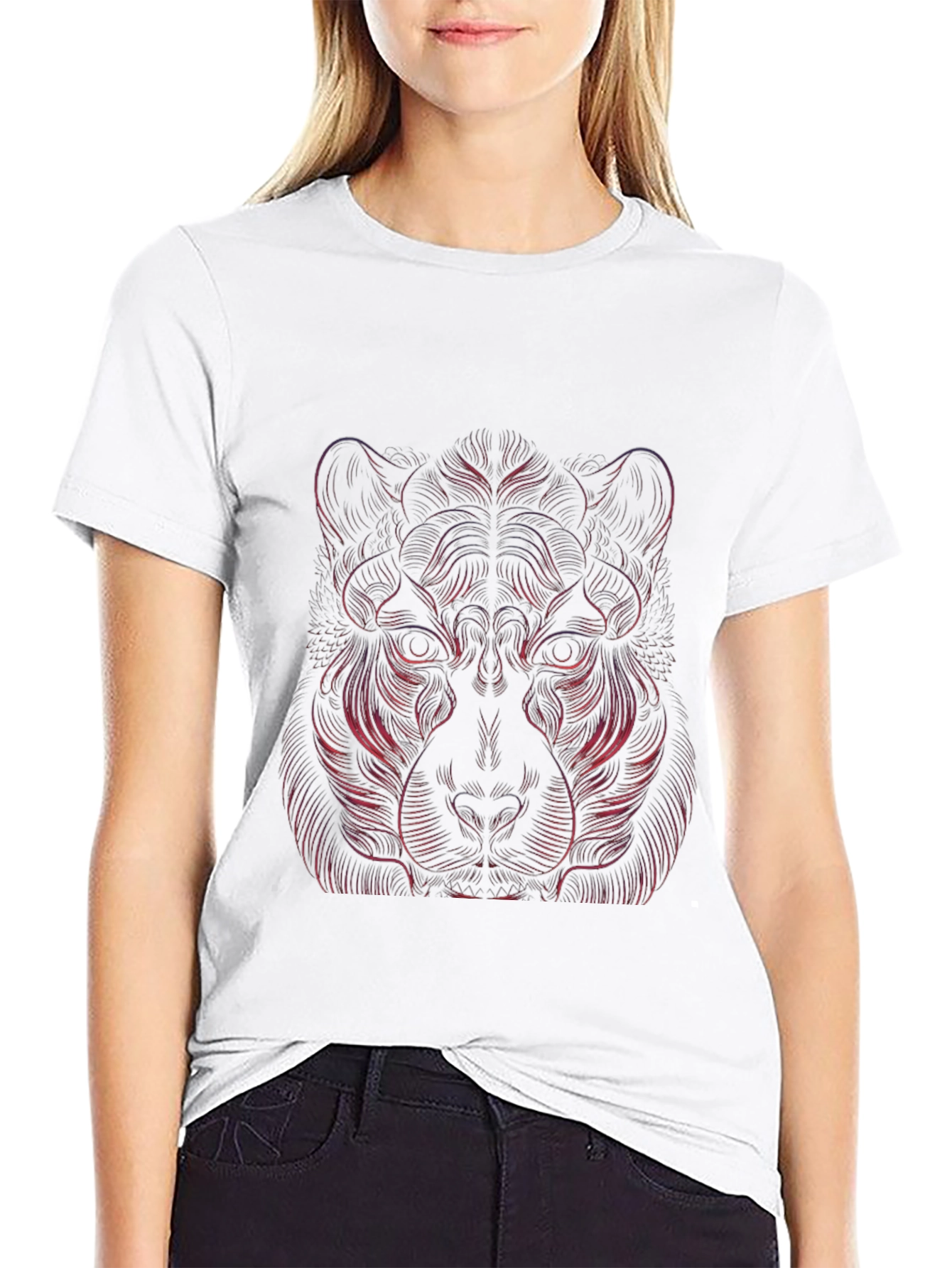 Abstract Lion Graphic Black T-Shirt
