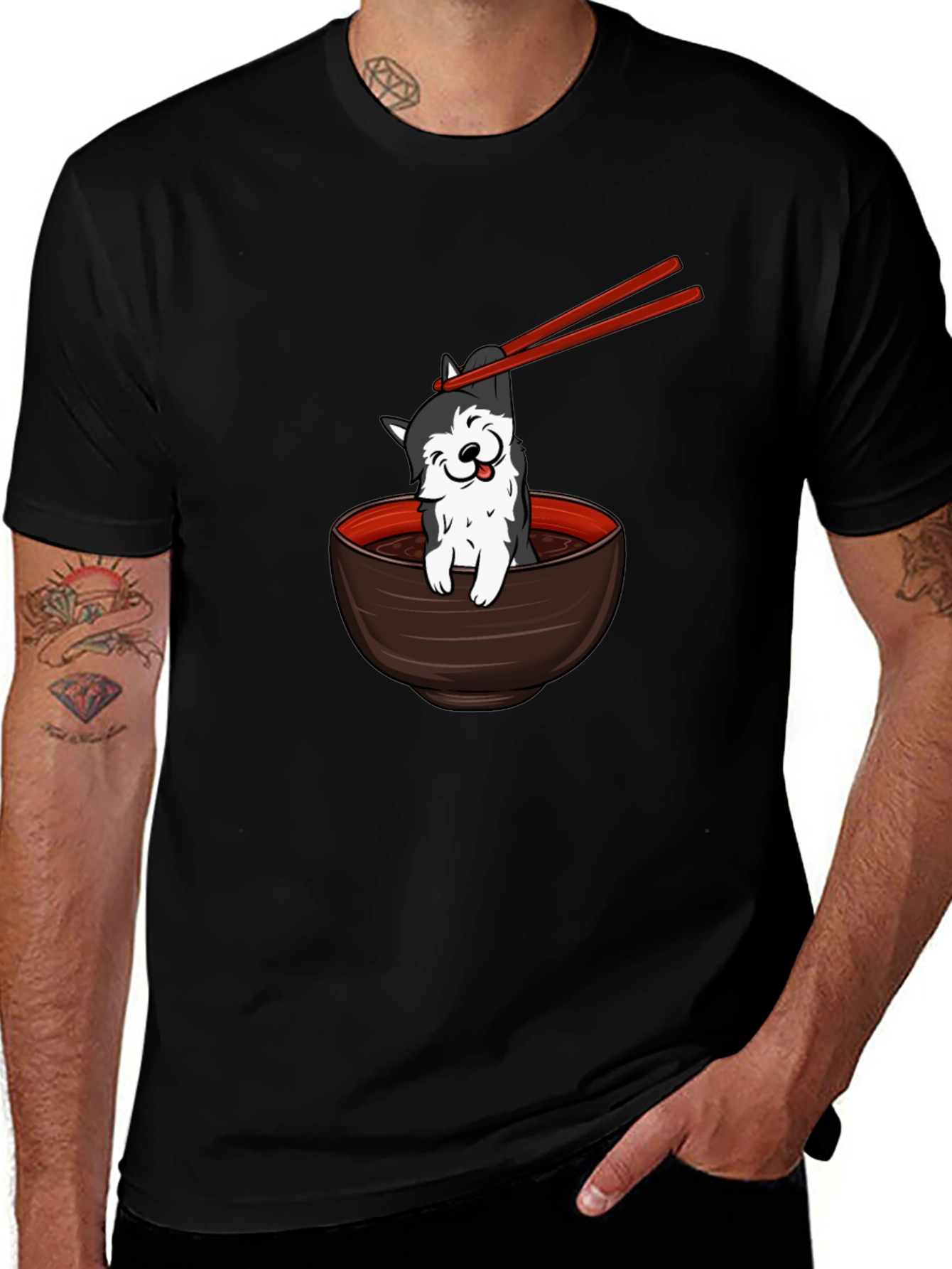Husky Ramen Bowl Black T-Shirt