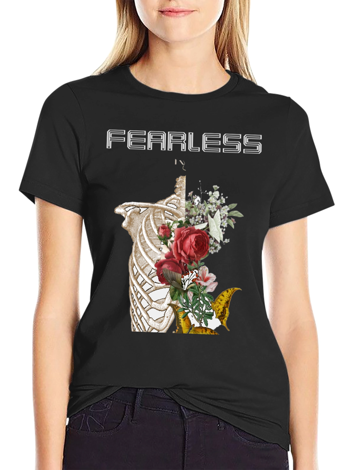 Fearless Ribcage Floral Graphic Tee