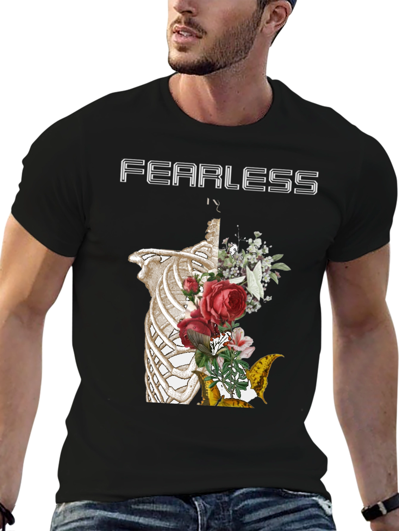 Fearless Ribcage Floral Graphic Tee