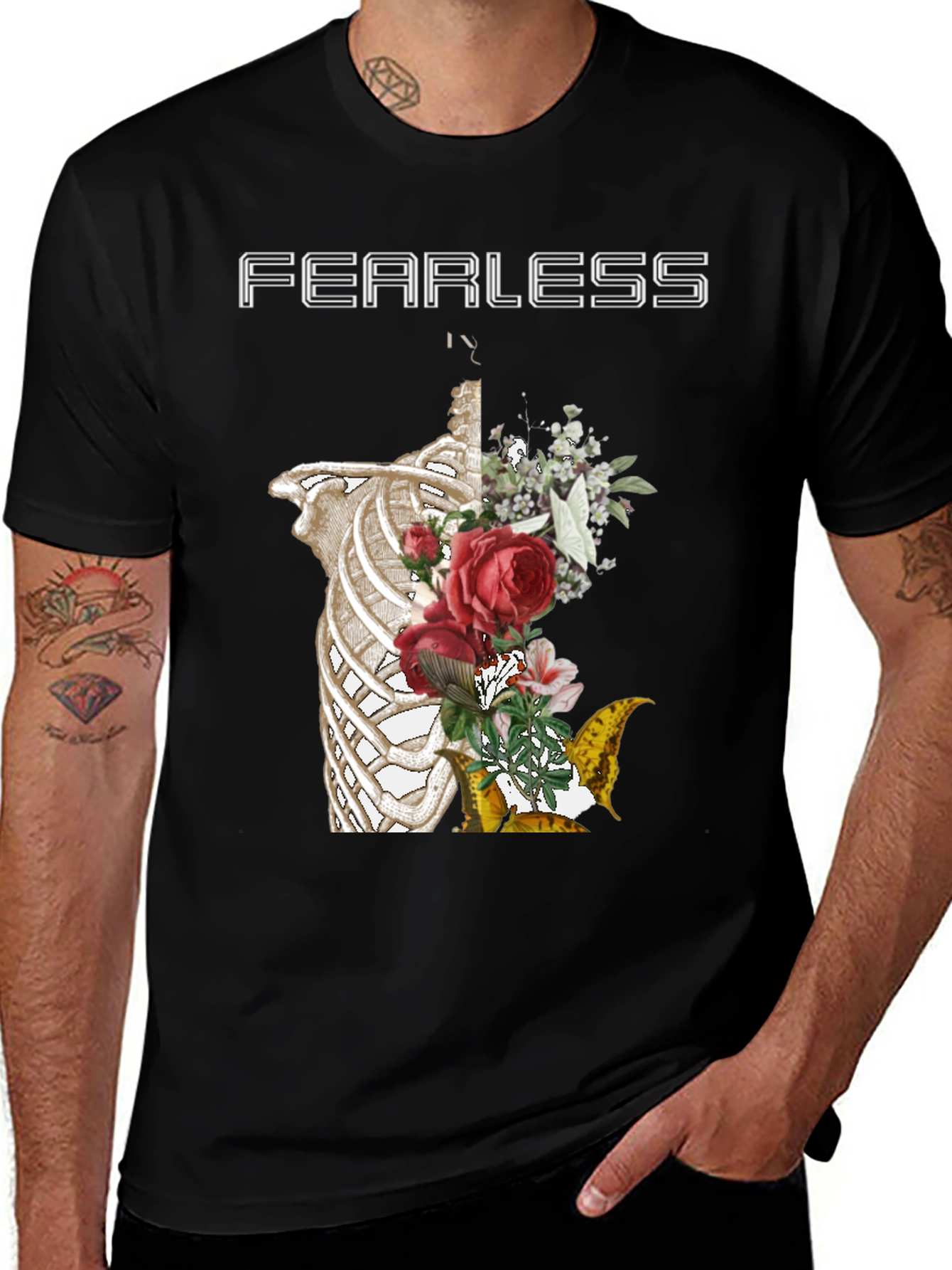 Fearless Ribcage Floral Graphic Tee