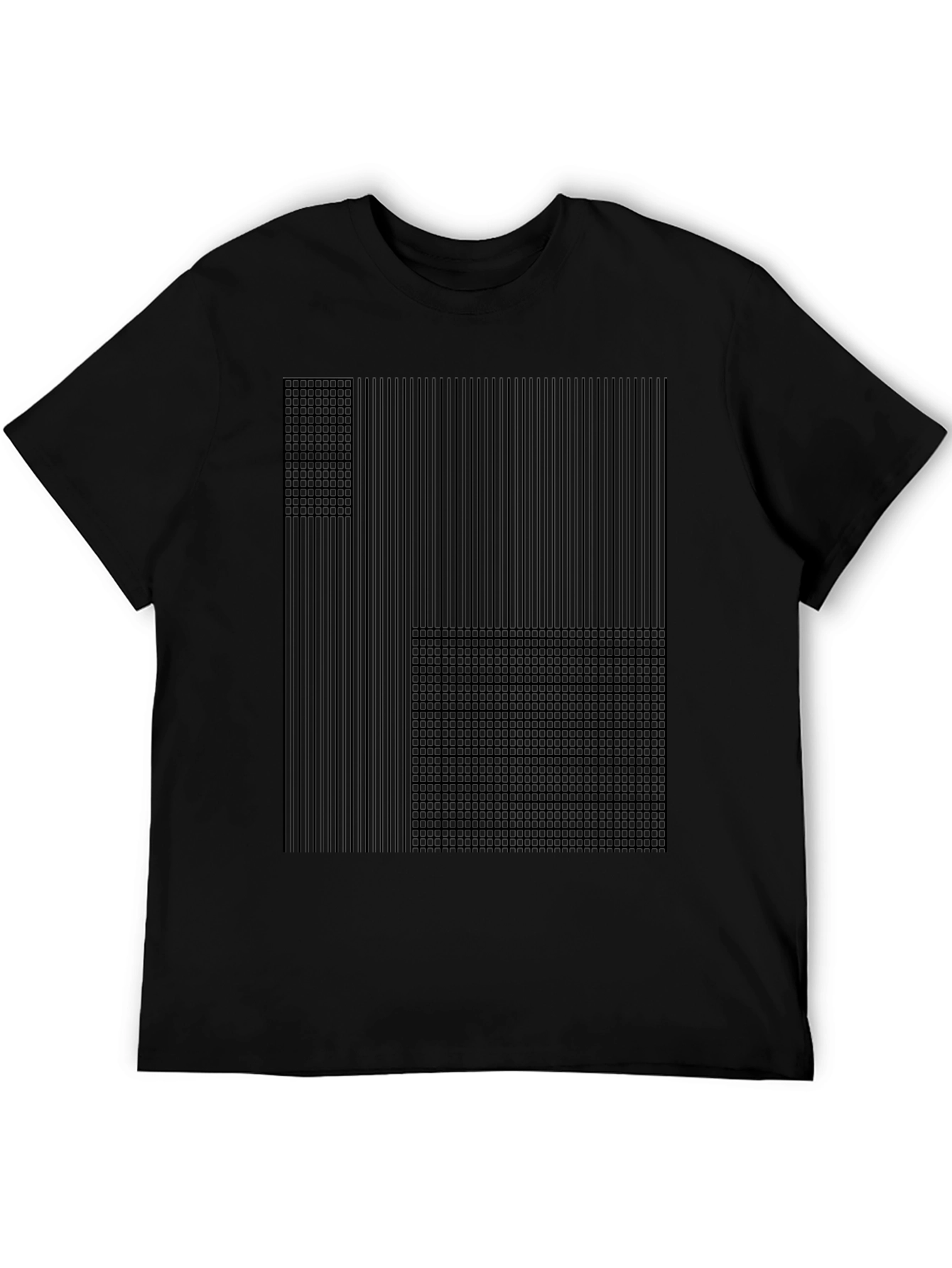 Abstract Grid Design Black T-Shirt