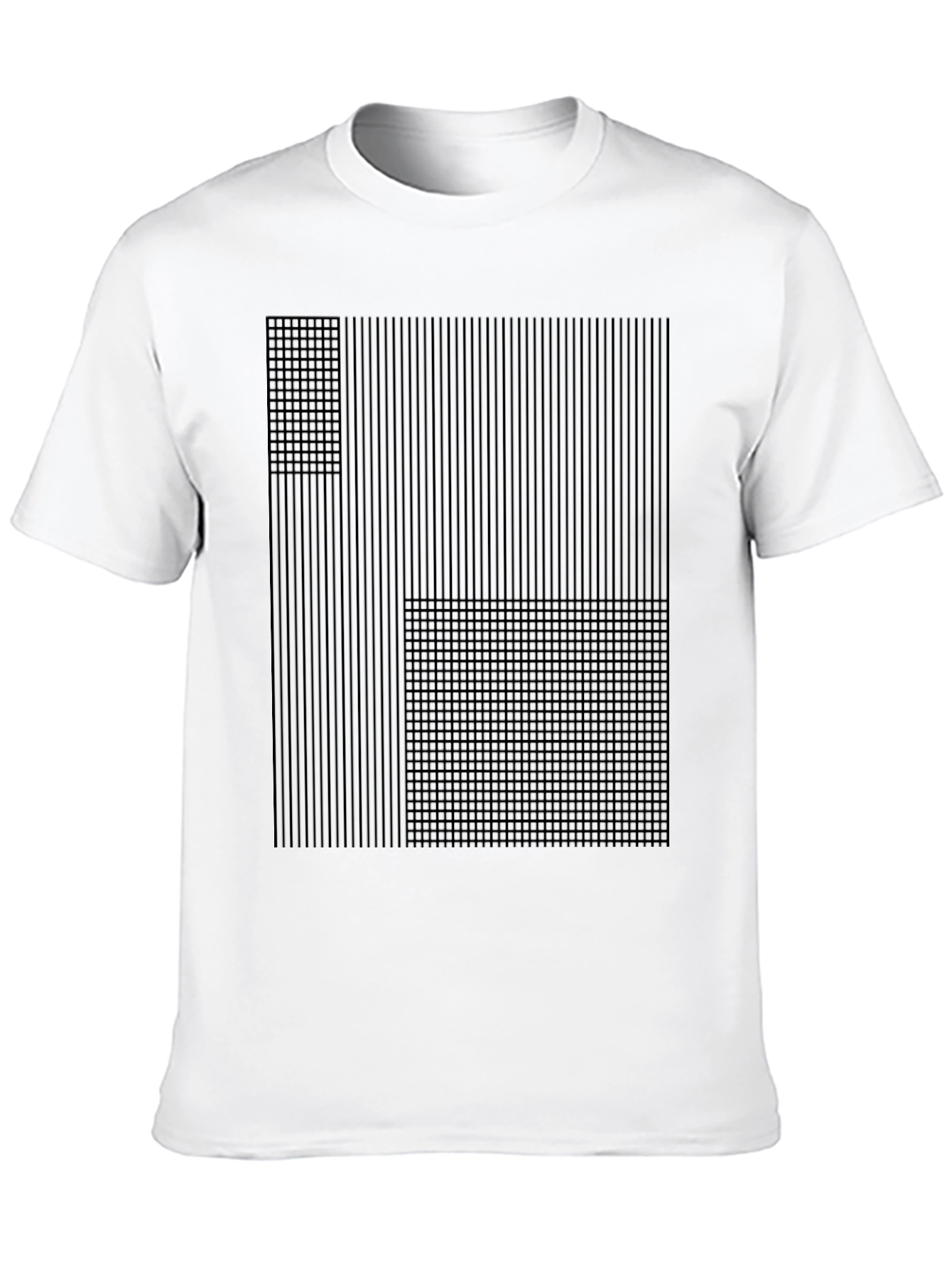 Abstract Grid Design Black T-Shirt