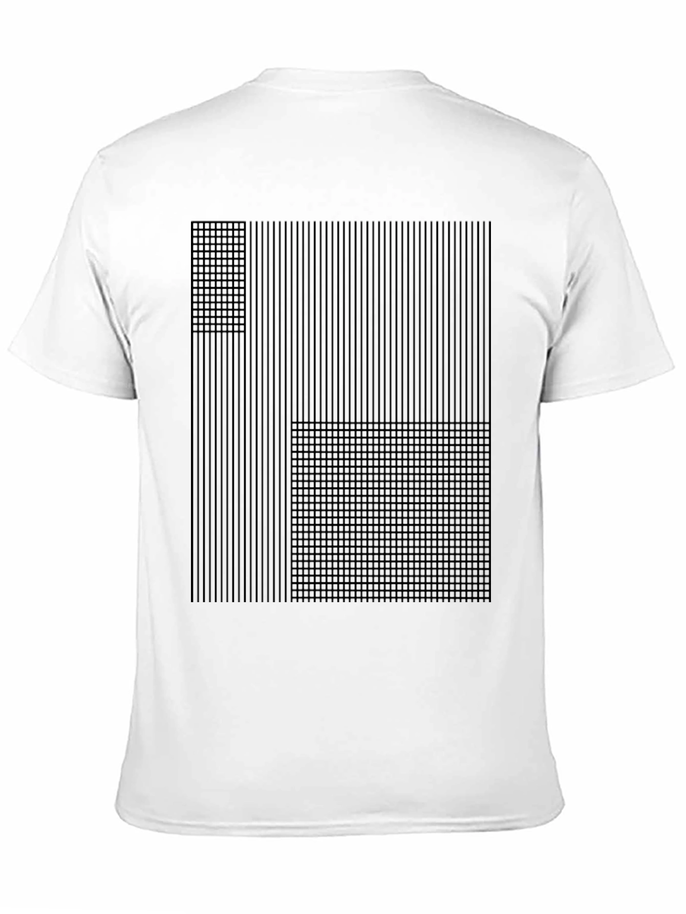 Abstract Grid Design Black T-Shirt