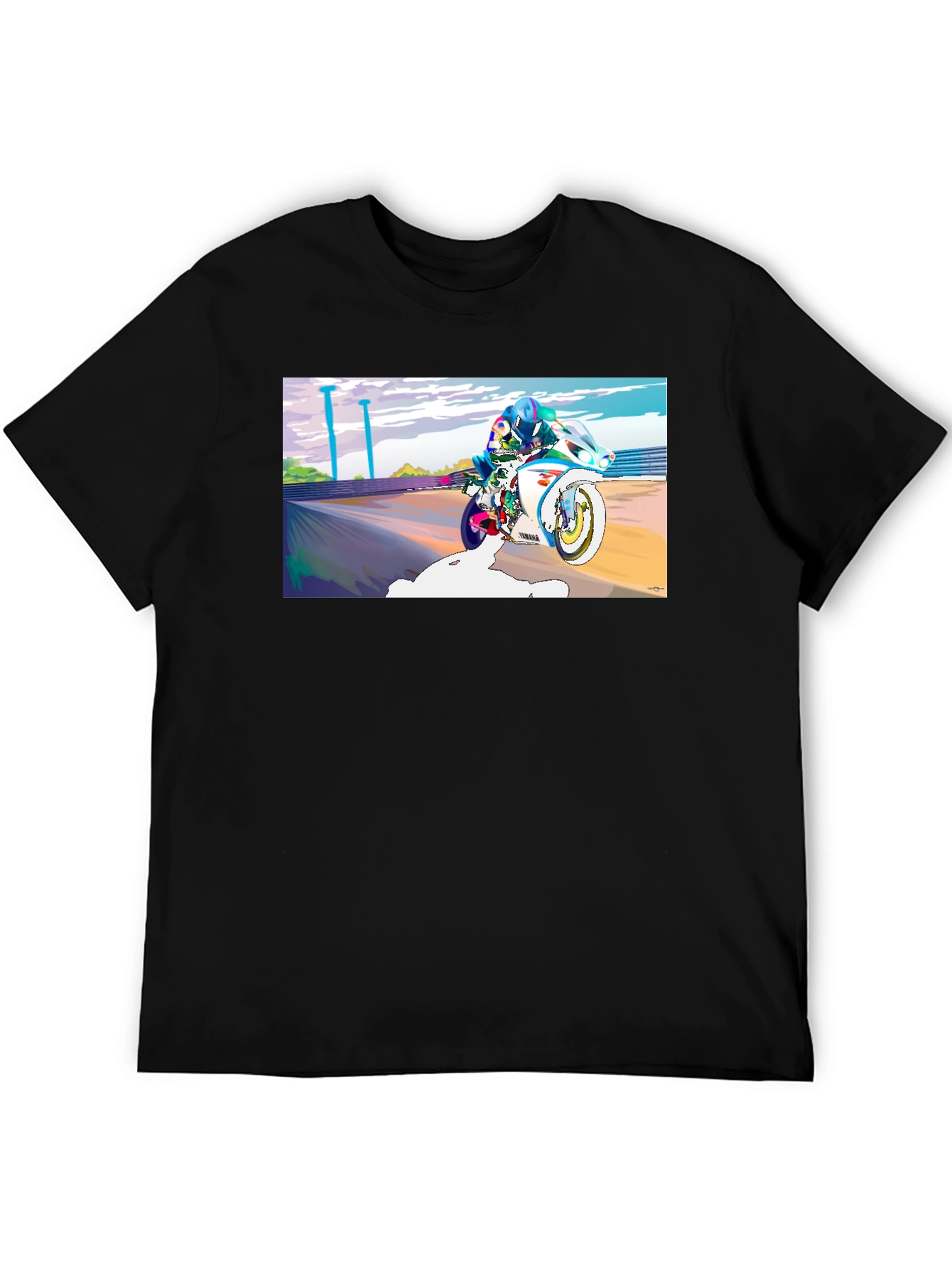 Motorcycle Rider Graphic Tee - Black