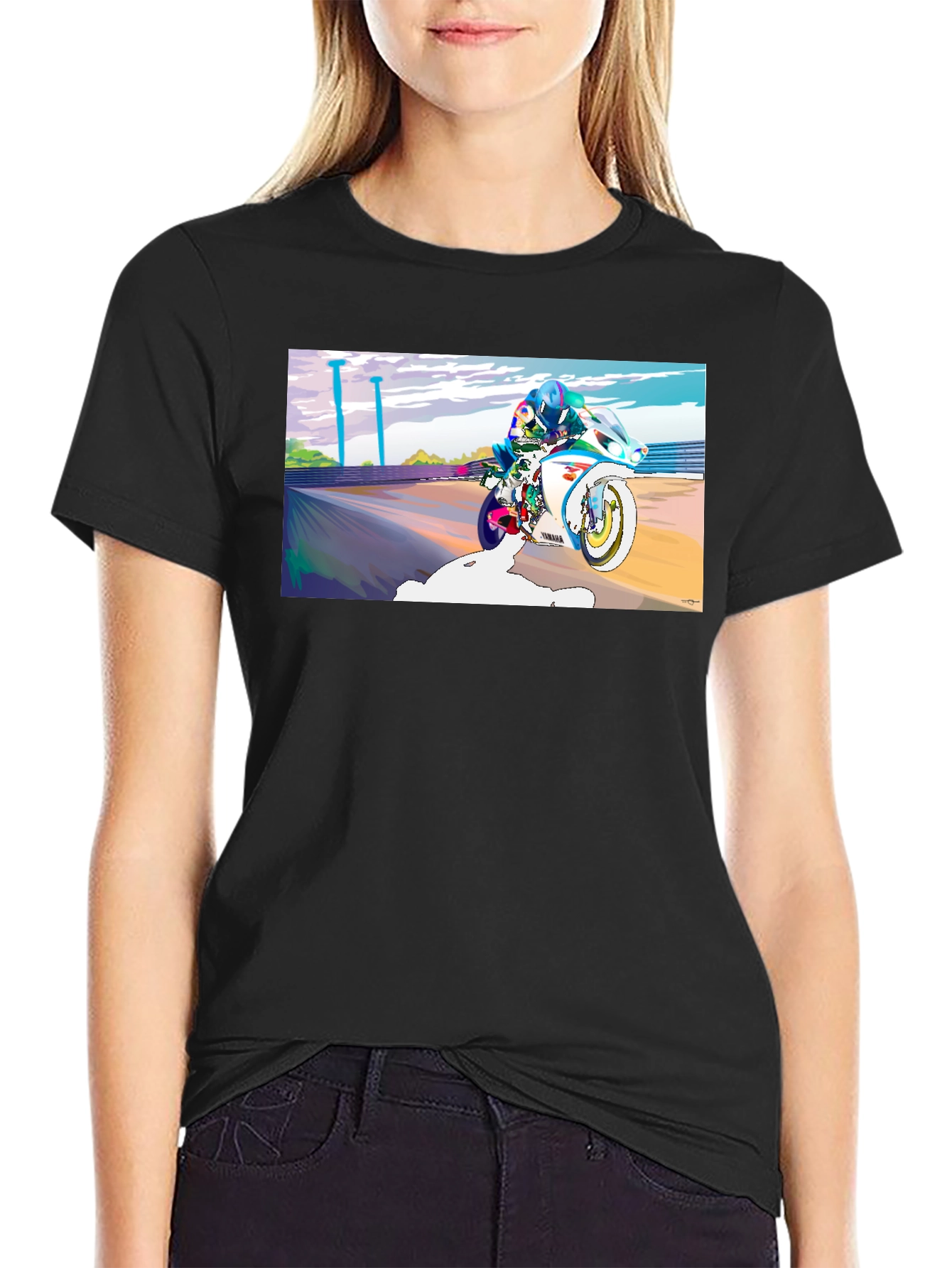 Motorcycle Rider Graphic Tee - Black