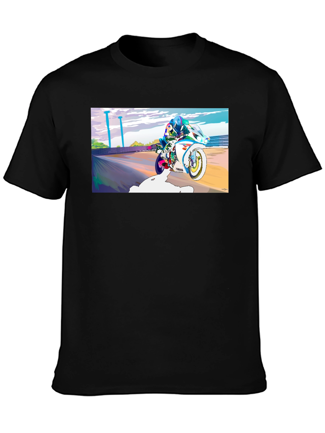 Motorcycle Rider Graphic Tee - Black