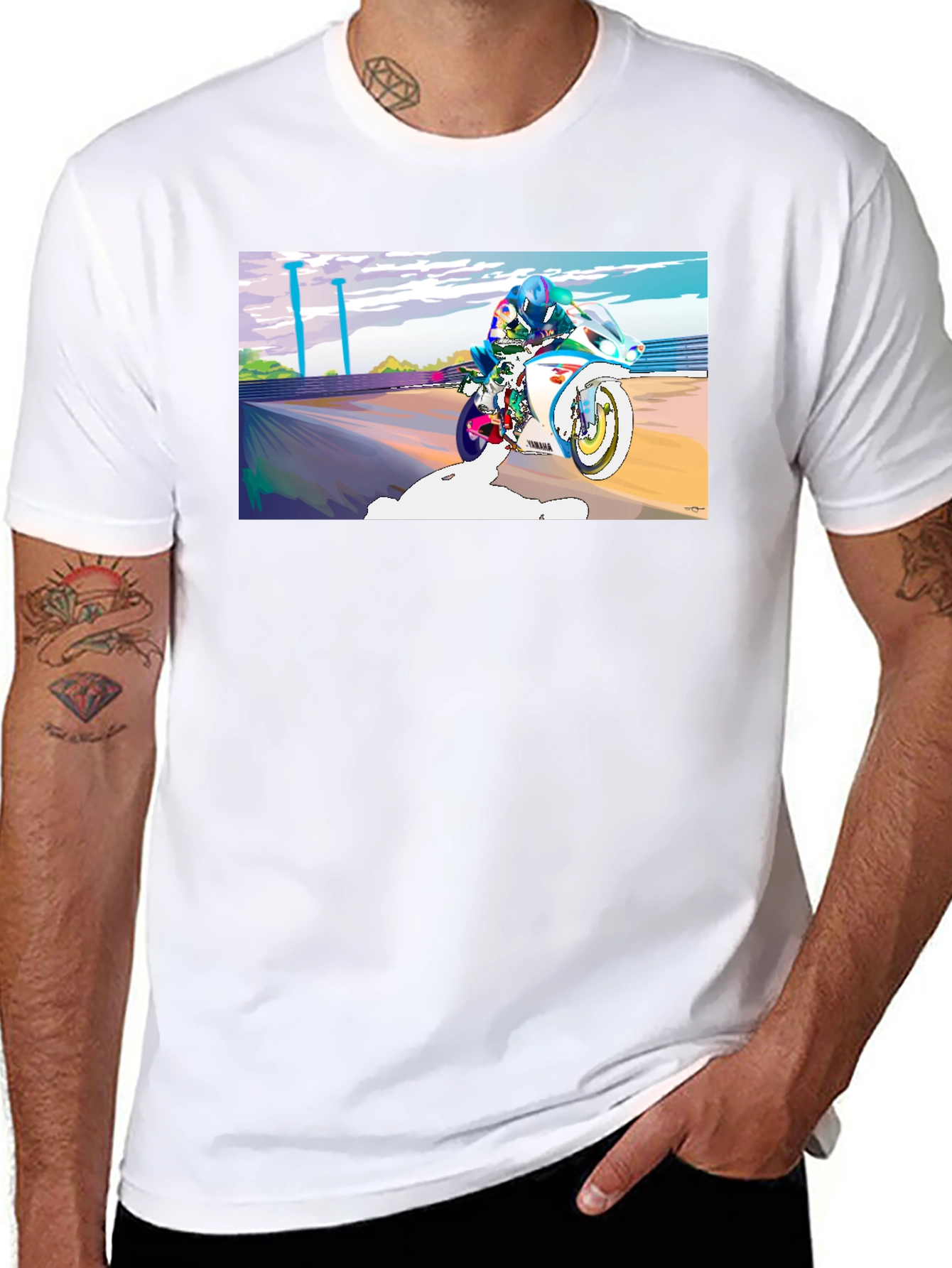 Motorcycle Rider Graphic Tee - Black