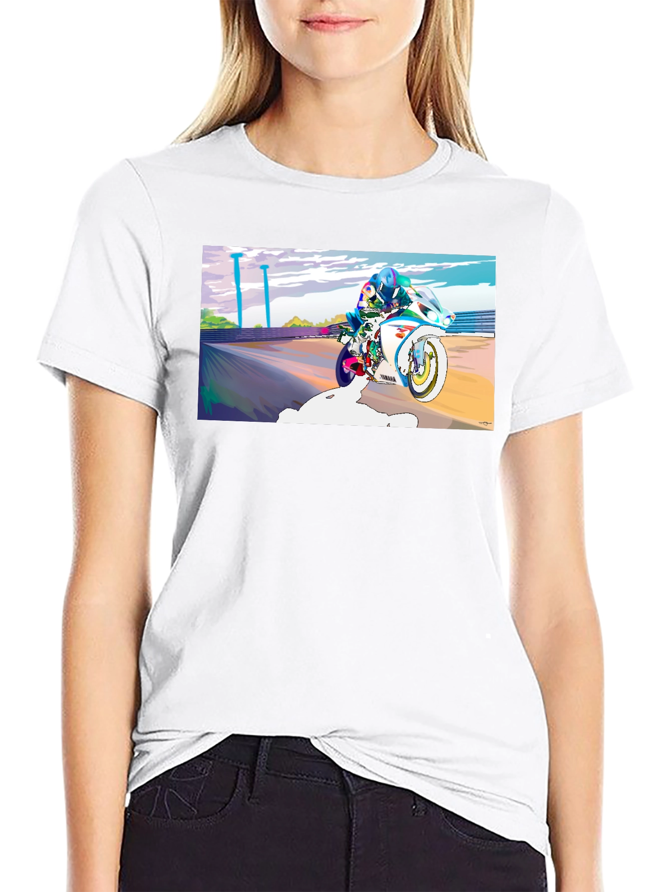 Motorcycle Rider Graphic Tee - Black