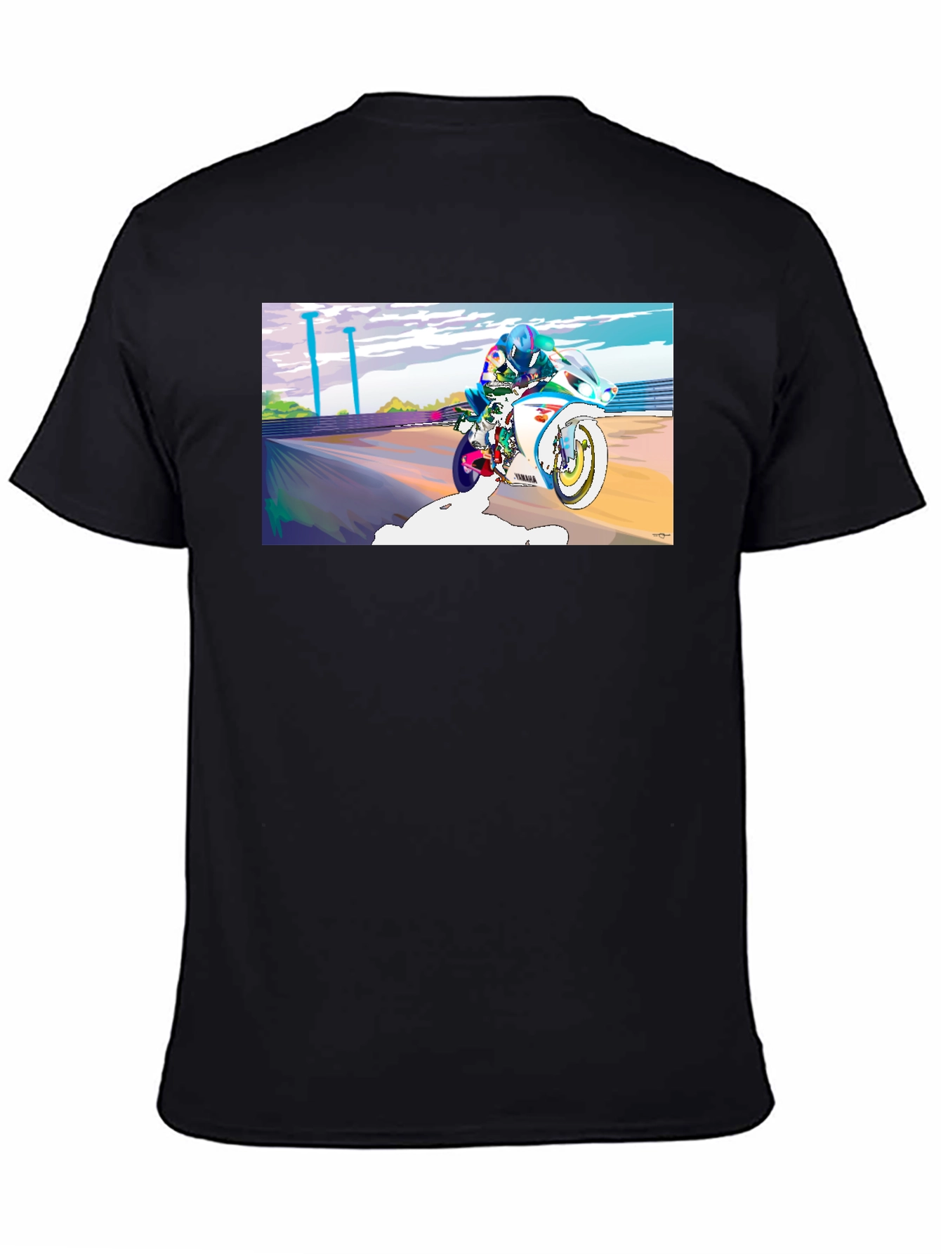 Motorcycle Rider Graphic Tee - Black