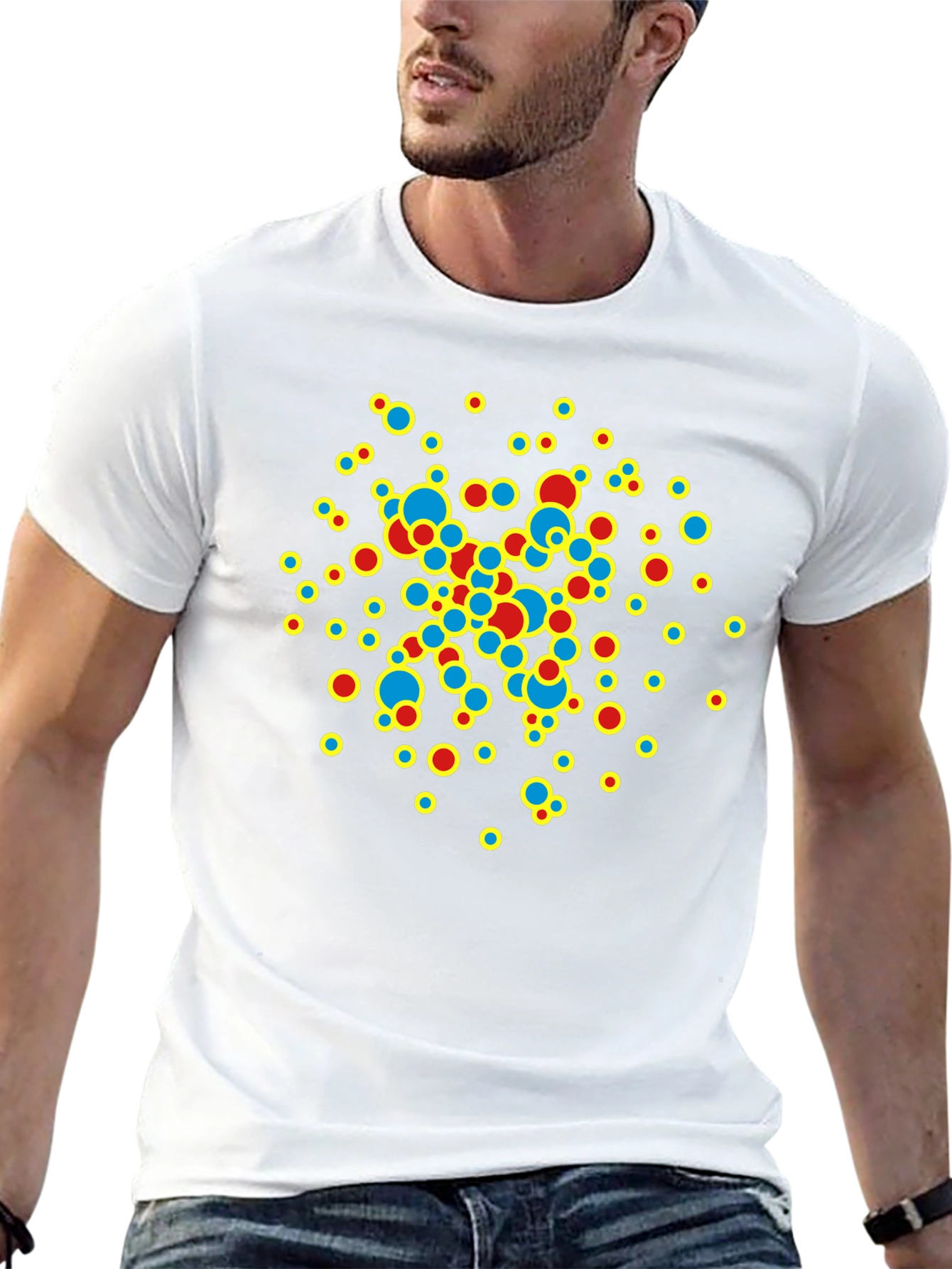 Abstract Circle Design Black T-Shirt
