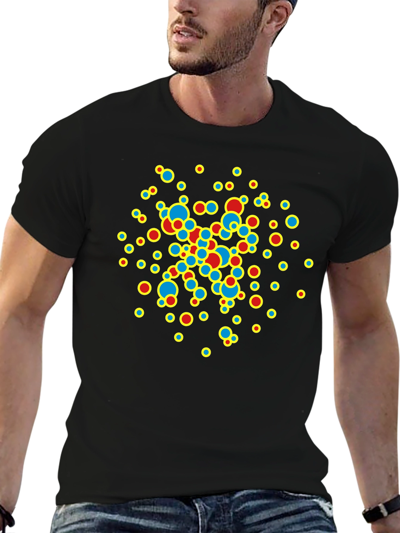 Abstract Circle Design Black T-Shirt