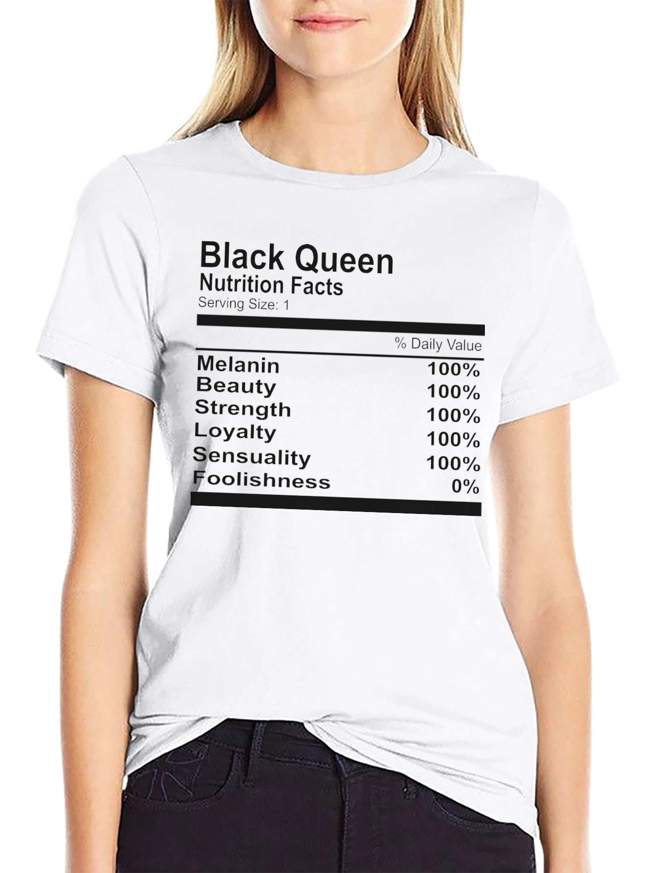 Black Queen Nutrition Facts Graphic T-Shirt