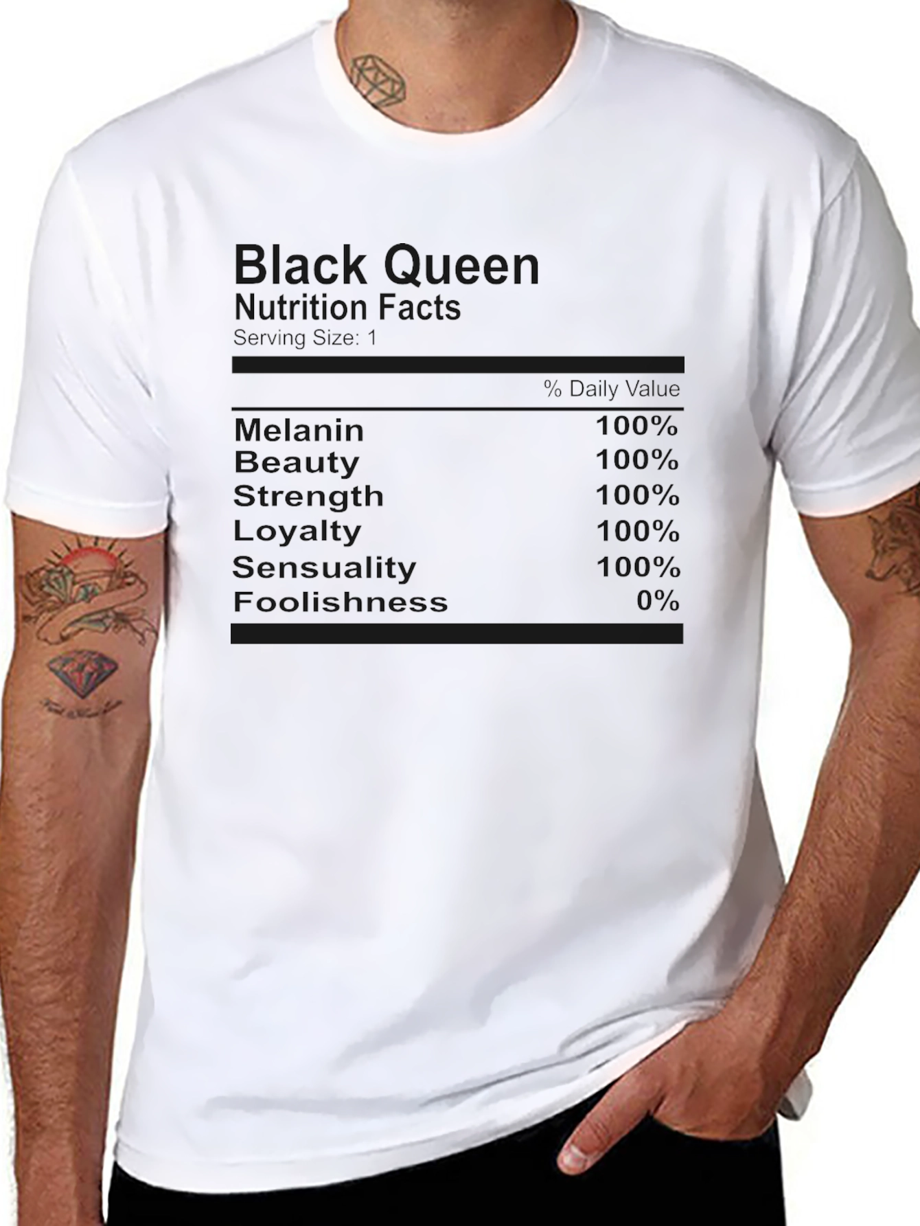 Black Queen Nutrition Facts Graphic T-Shirt