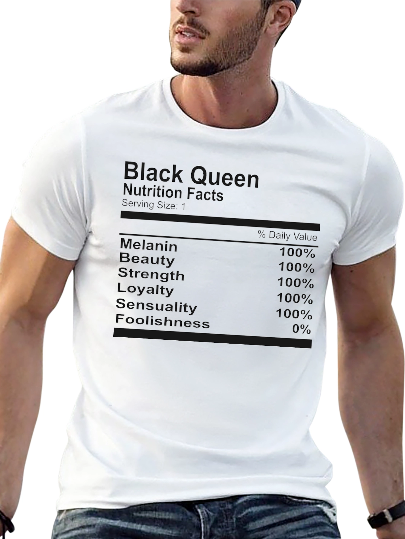 Black Queen Nutrition Facts Graphic T-Shirt