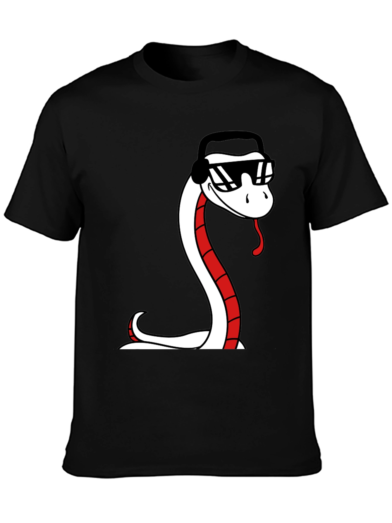Cool Snake Graphic Tee - Black Cotton T-Shirt