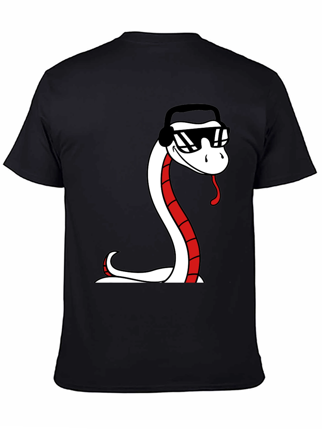 Cool Snake Graphic Tee - Black Cotton T-Shirt