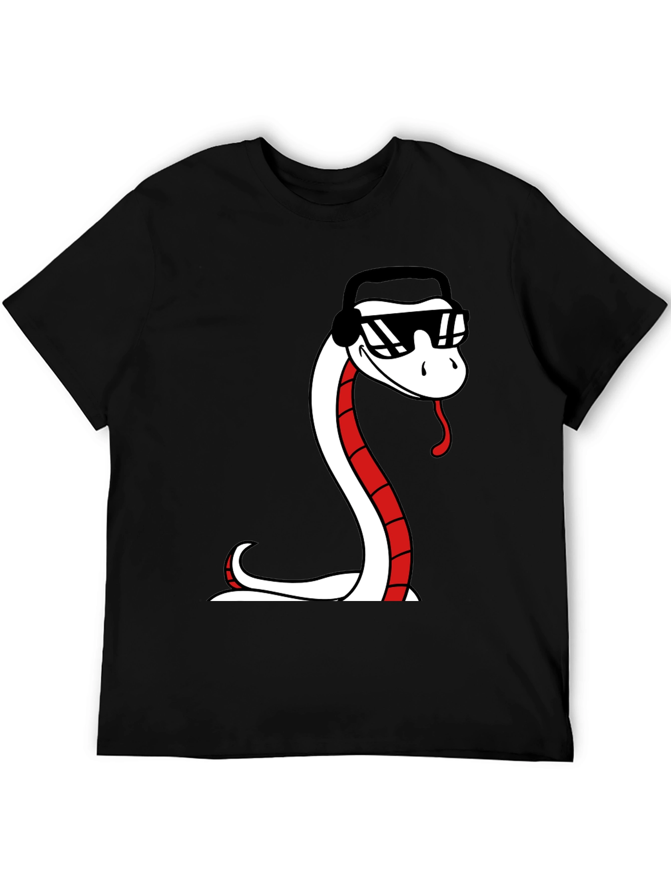 Cool Snake Graphic Tee - Black Cotton T-Shirt