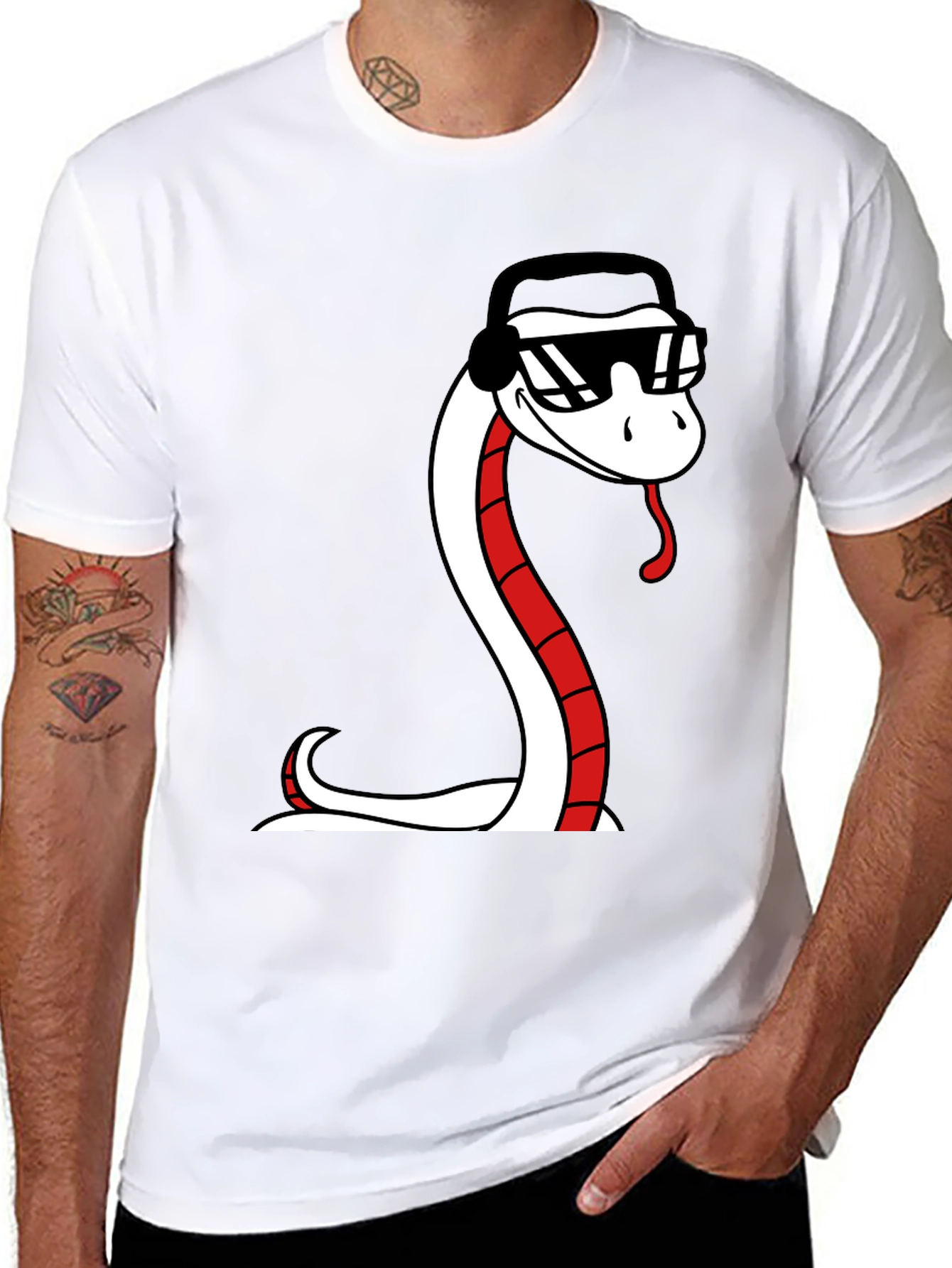 Cool Snake Graphic Tee - Black Cotton T-Shirt