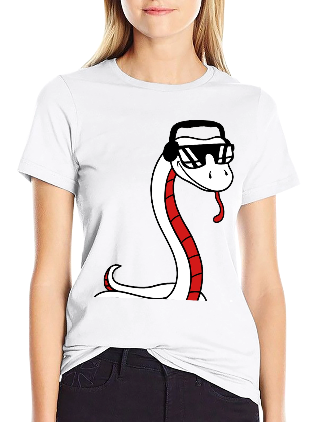 Cool Snake Graphic Tee - Black Cotton T-Shirt