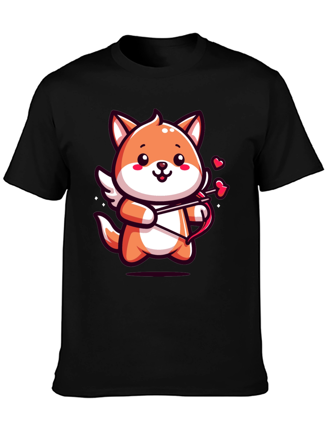 Cute Cupid Fox Graphic Tee - Valentines Day Shirt