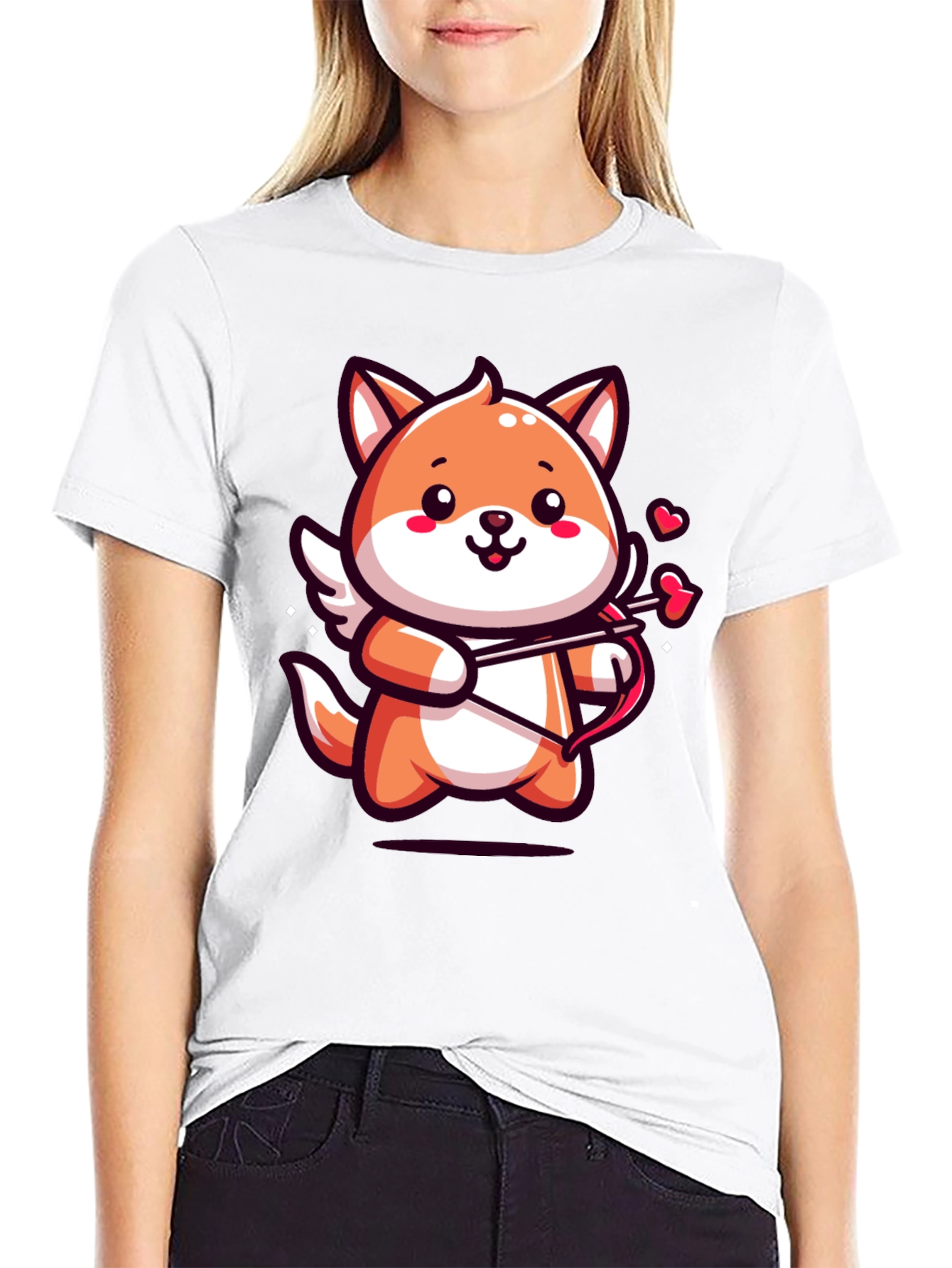 Cute Cupid Fox Graphic Tee - Valentines Day Shirt