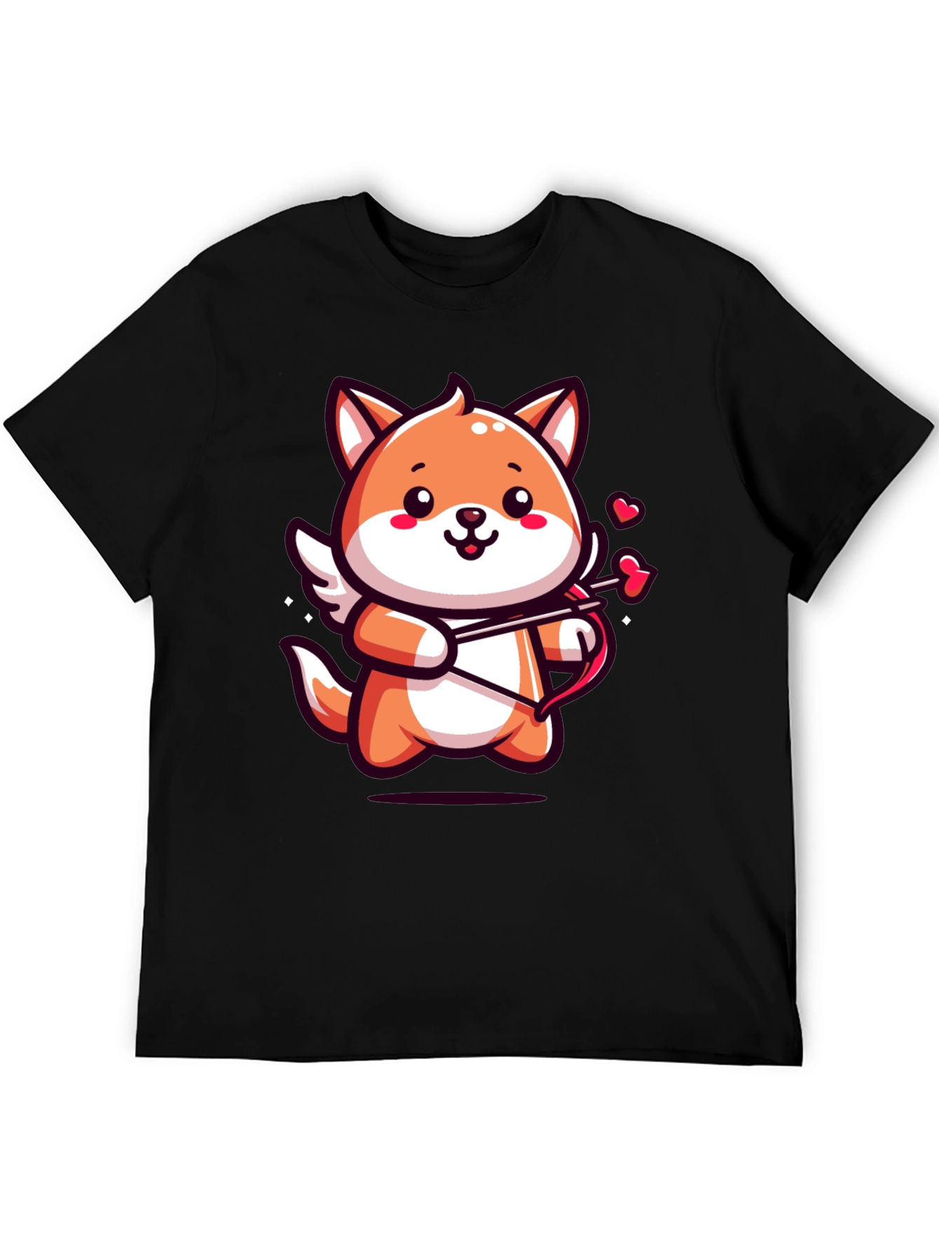 Cute Cupid Fox Graphic Tee - Valentines Day Shirt