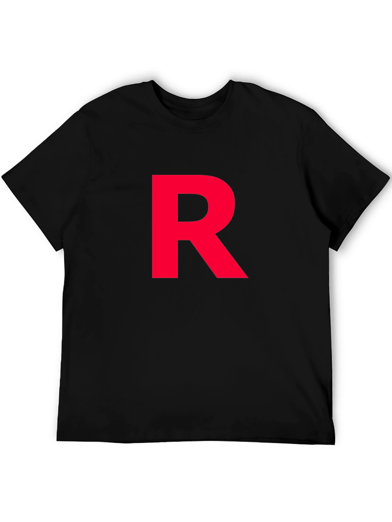 Red Letter R on Black Cotton T-Shirt