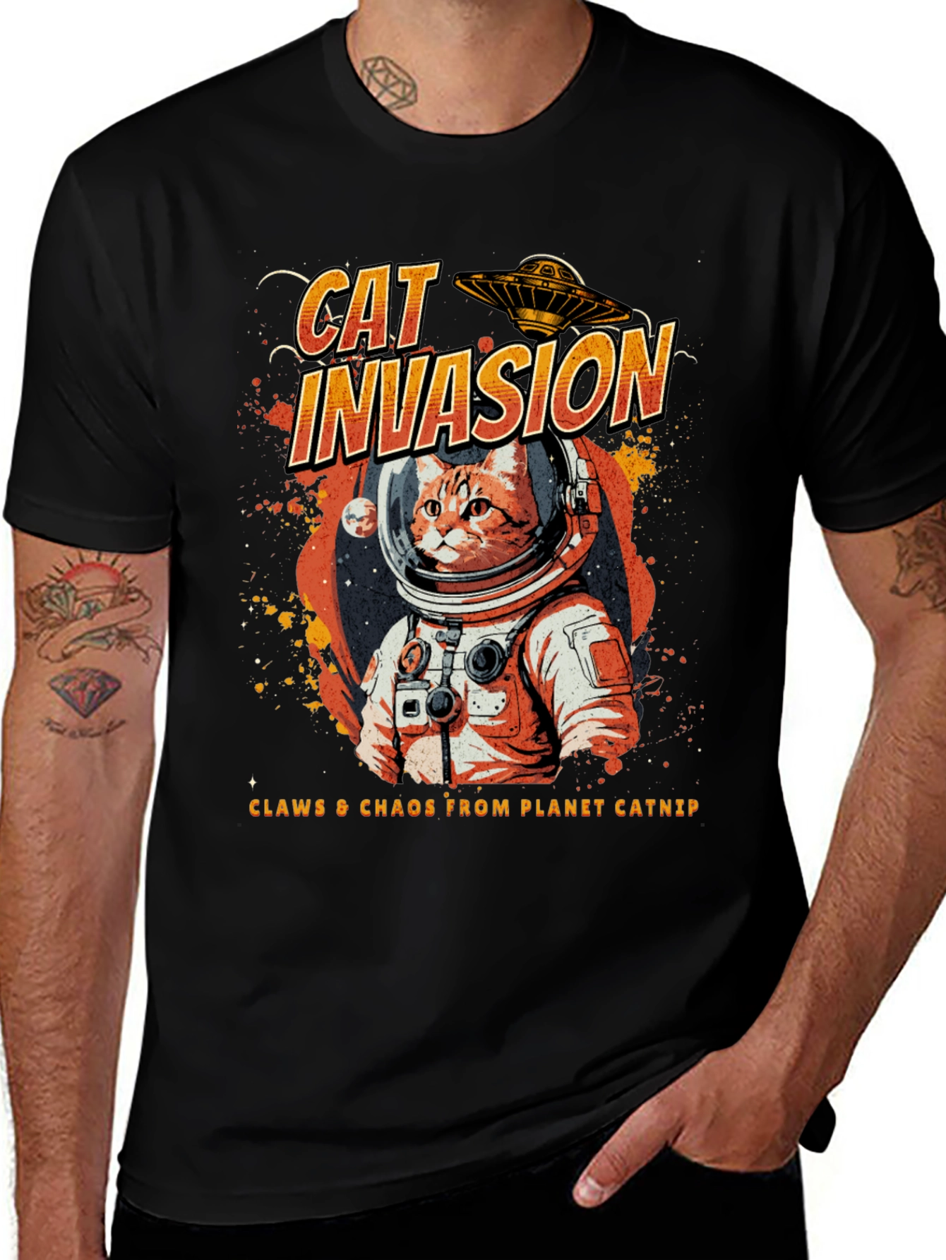 Cat Invasion T-Shirt - Space Cat Tee