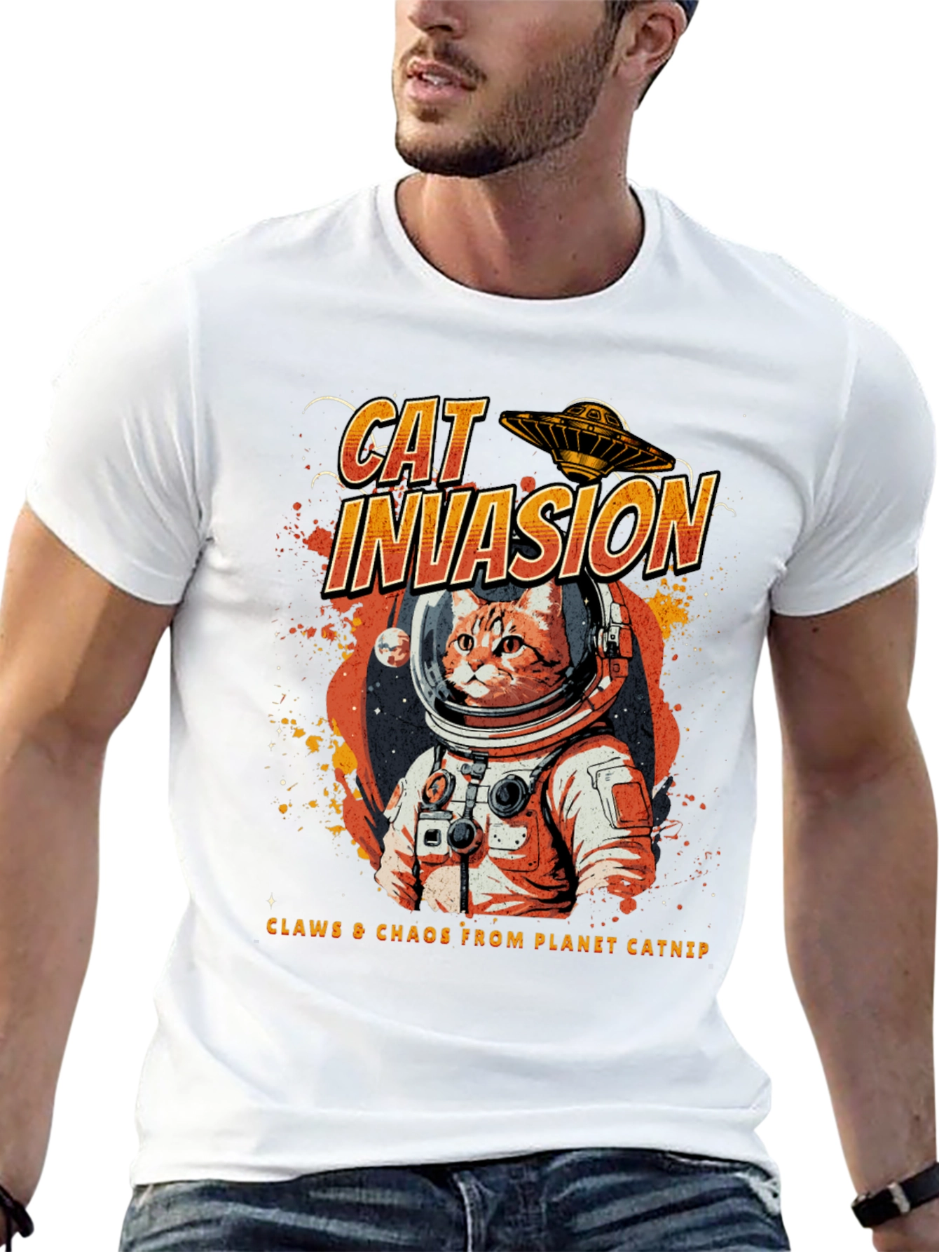 Cat Invasion T-Shirt - Space Cat Tee