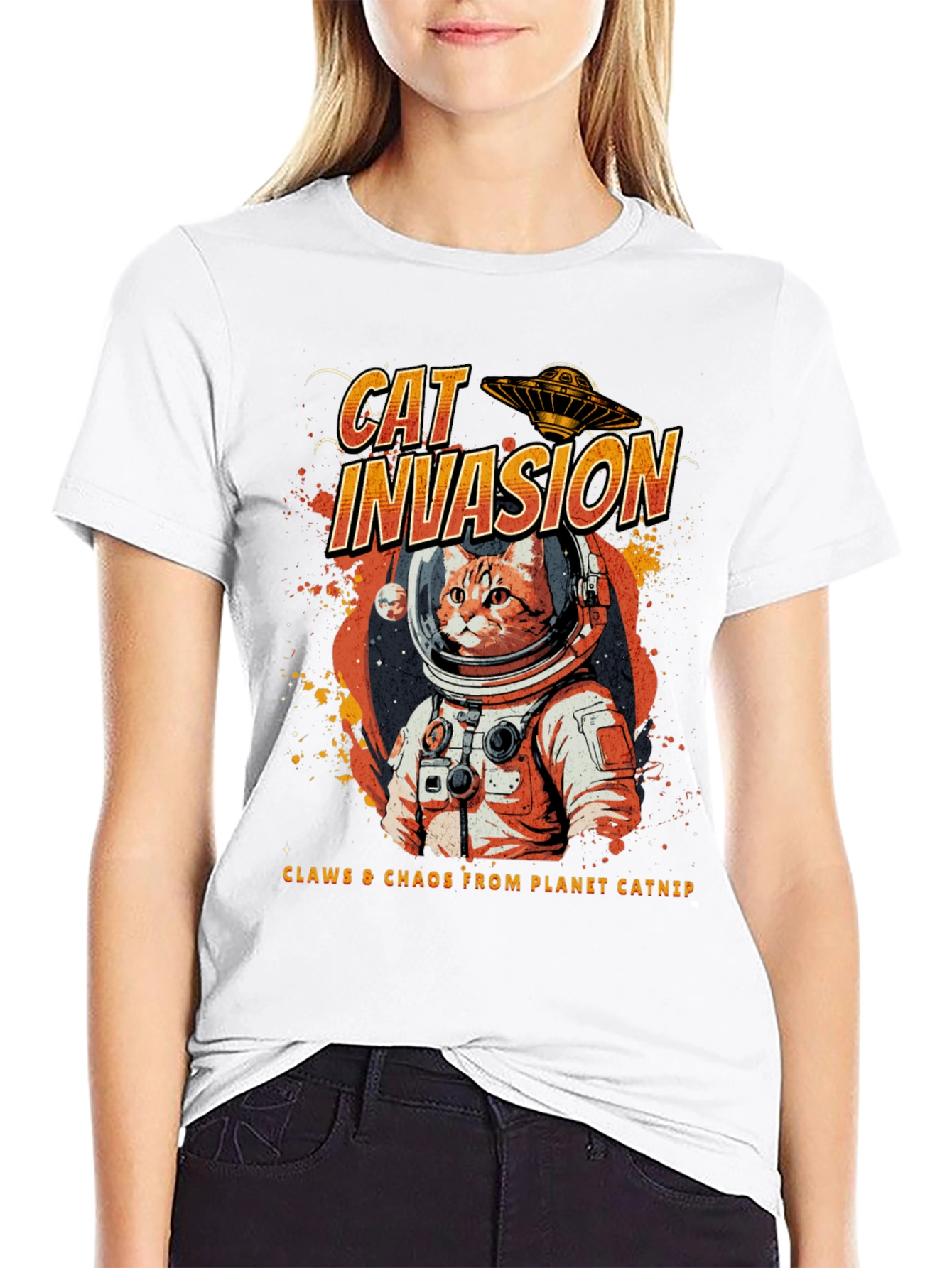 Cat Invasion T-Shirt - Space Cat Tee