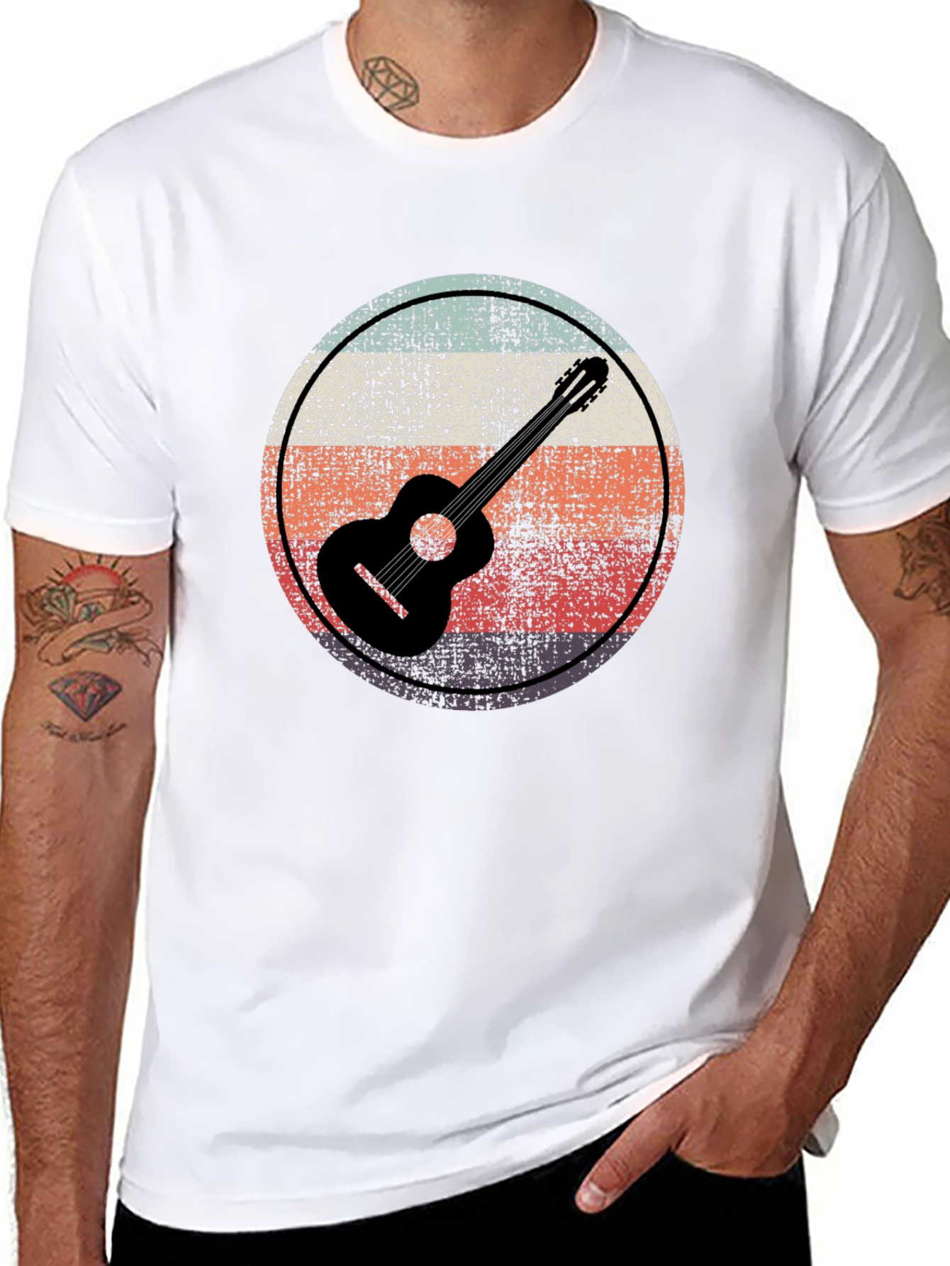 Retro Guitar Circle Graphic Tee