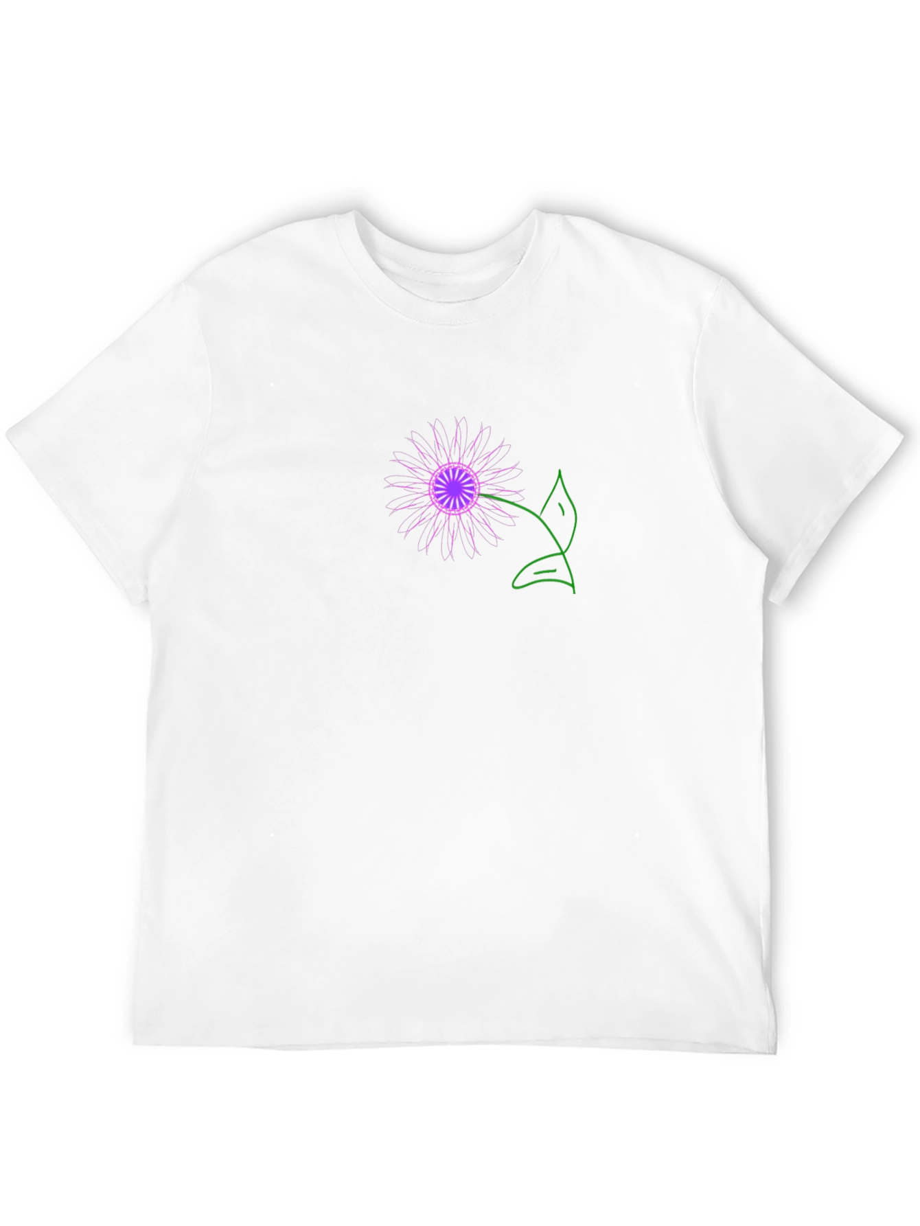 Black T-Shirt with Purple Flower Graphic