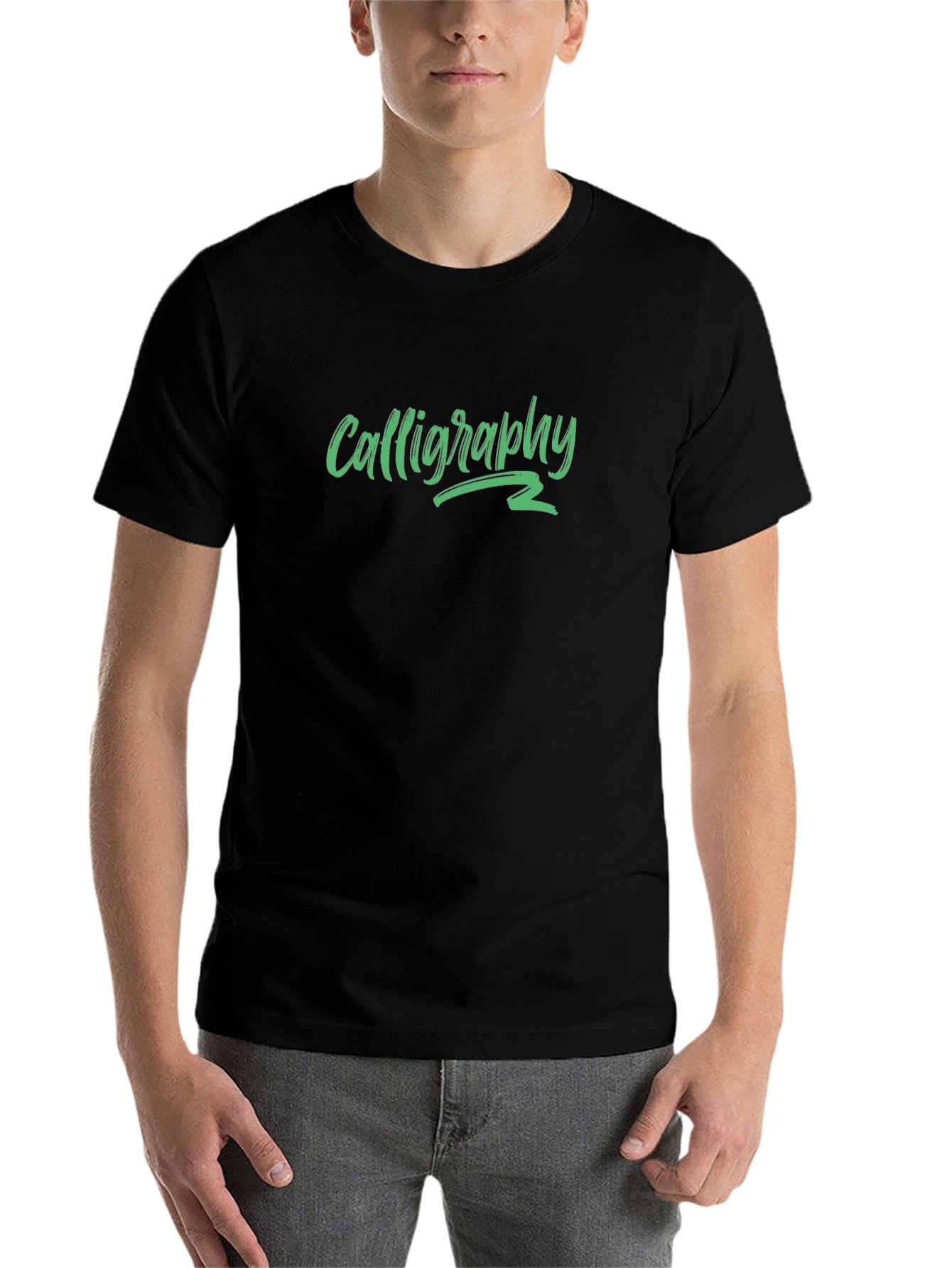 Calligraphy Graphic T-Shirt - Stylish Black Tee