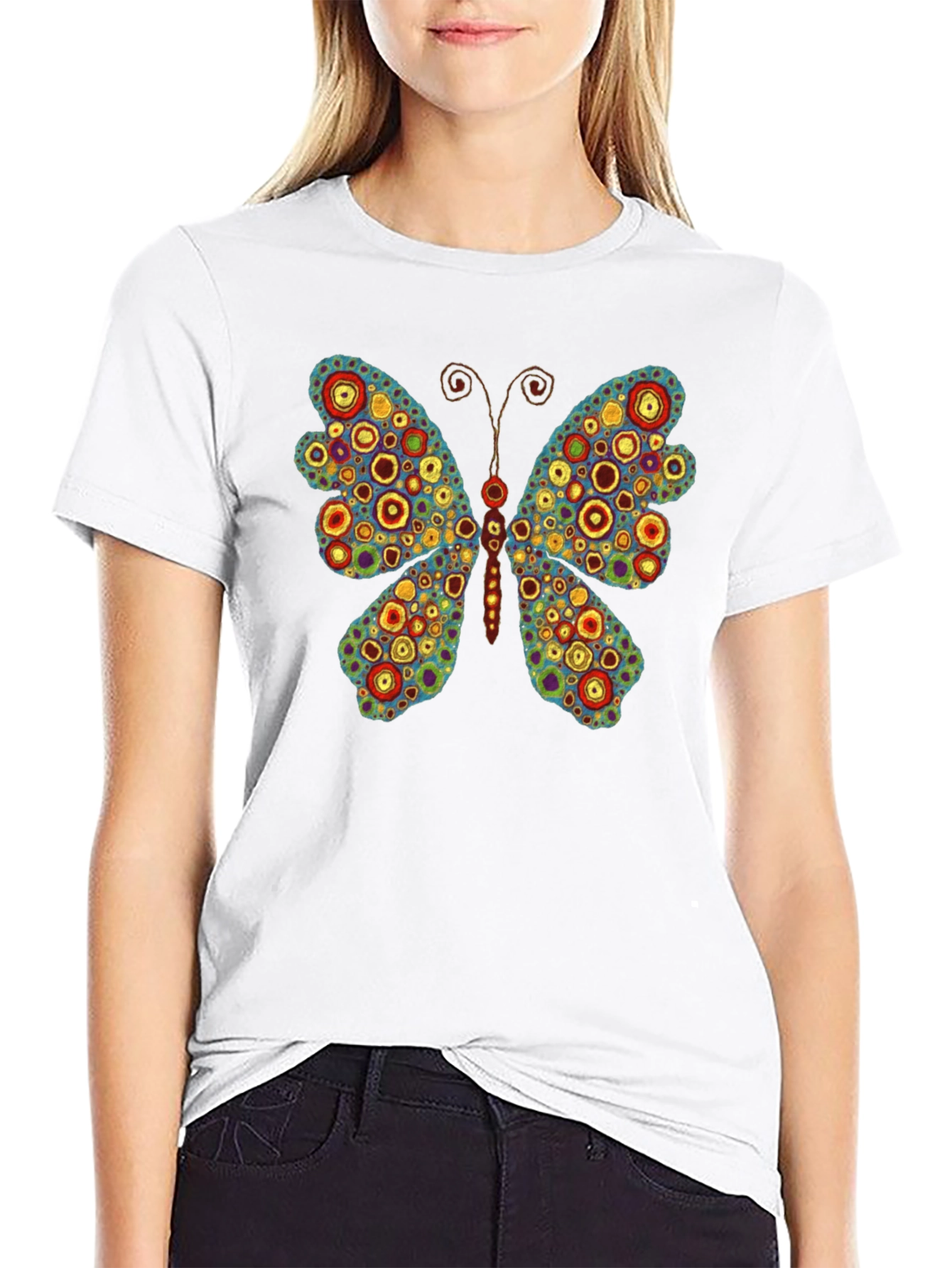 Butterfly Art Print Black T-Shirt
