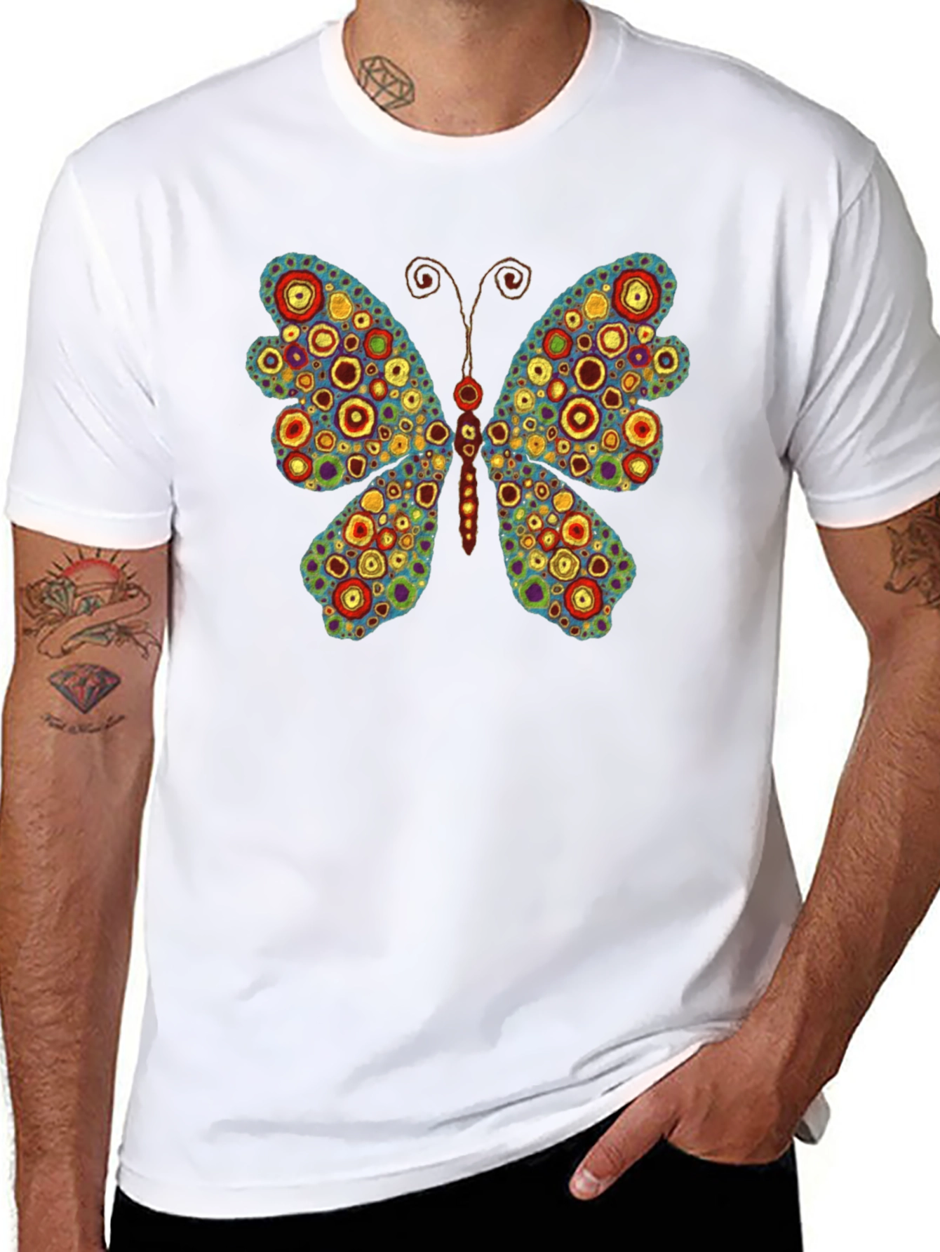 Butterfly Art Print Black T-Shirt