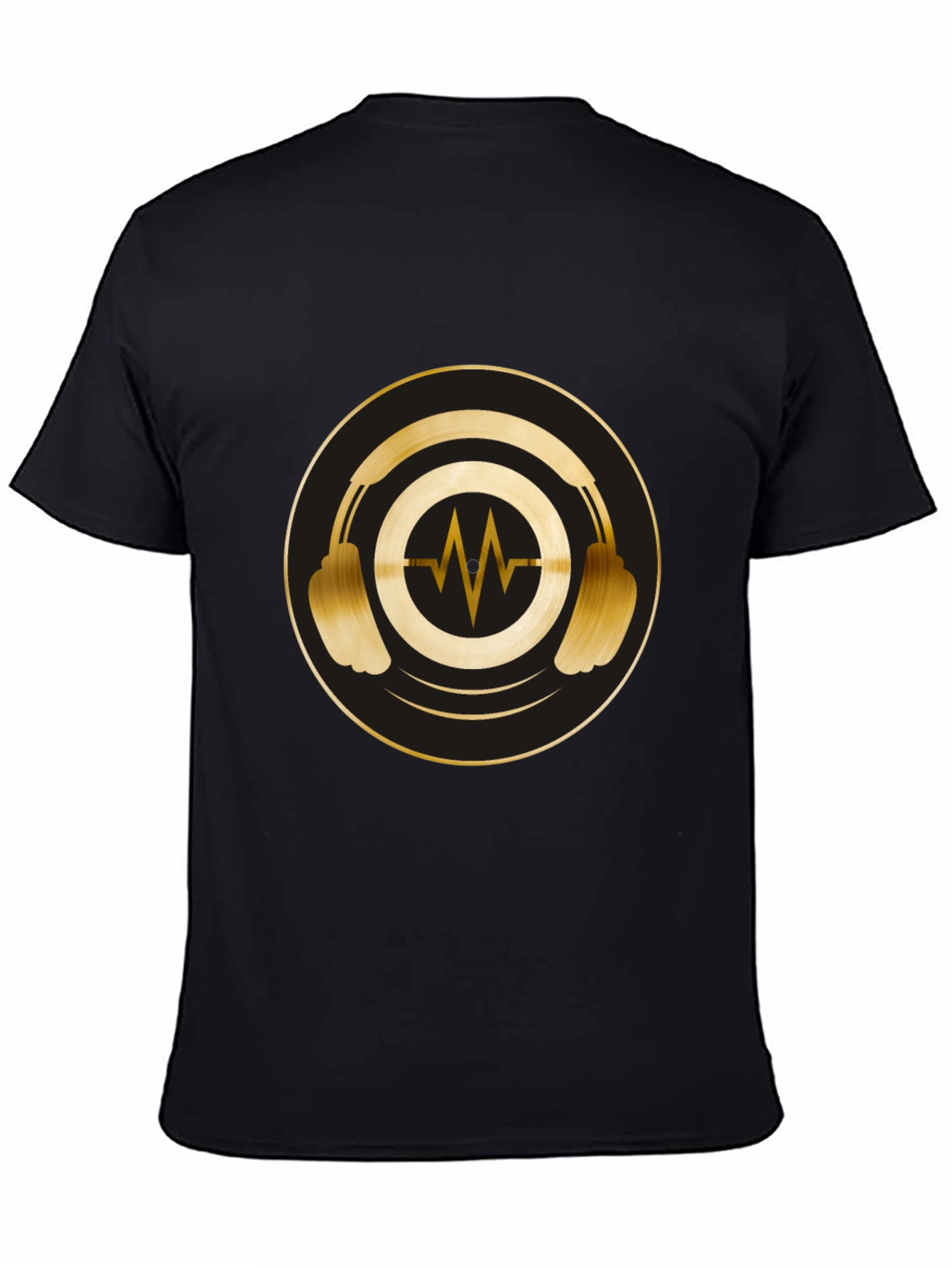 Gold Headphones Graphic Black Tee