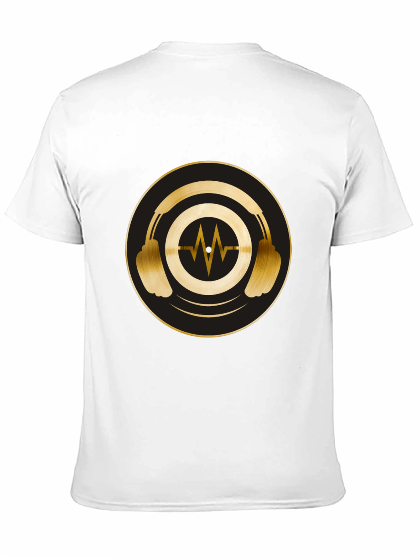 Gold Headphones Graphic Black Tee