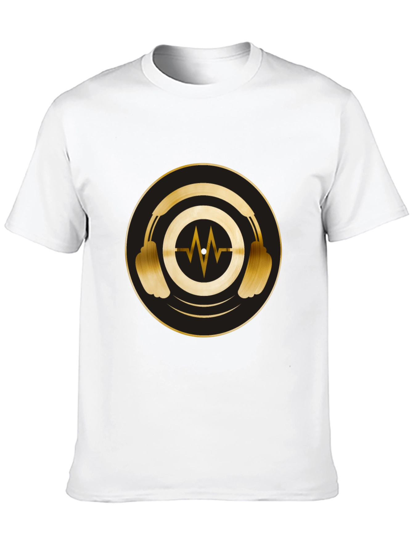 Gold Headphones Graphic Black Tee