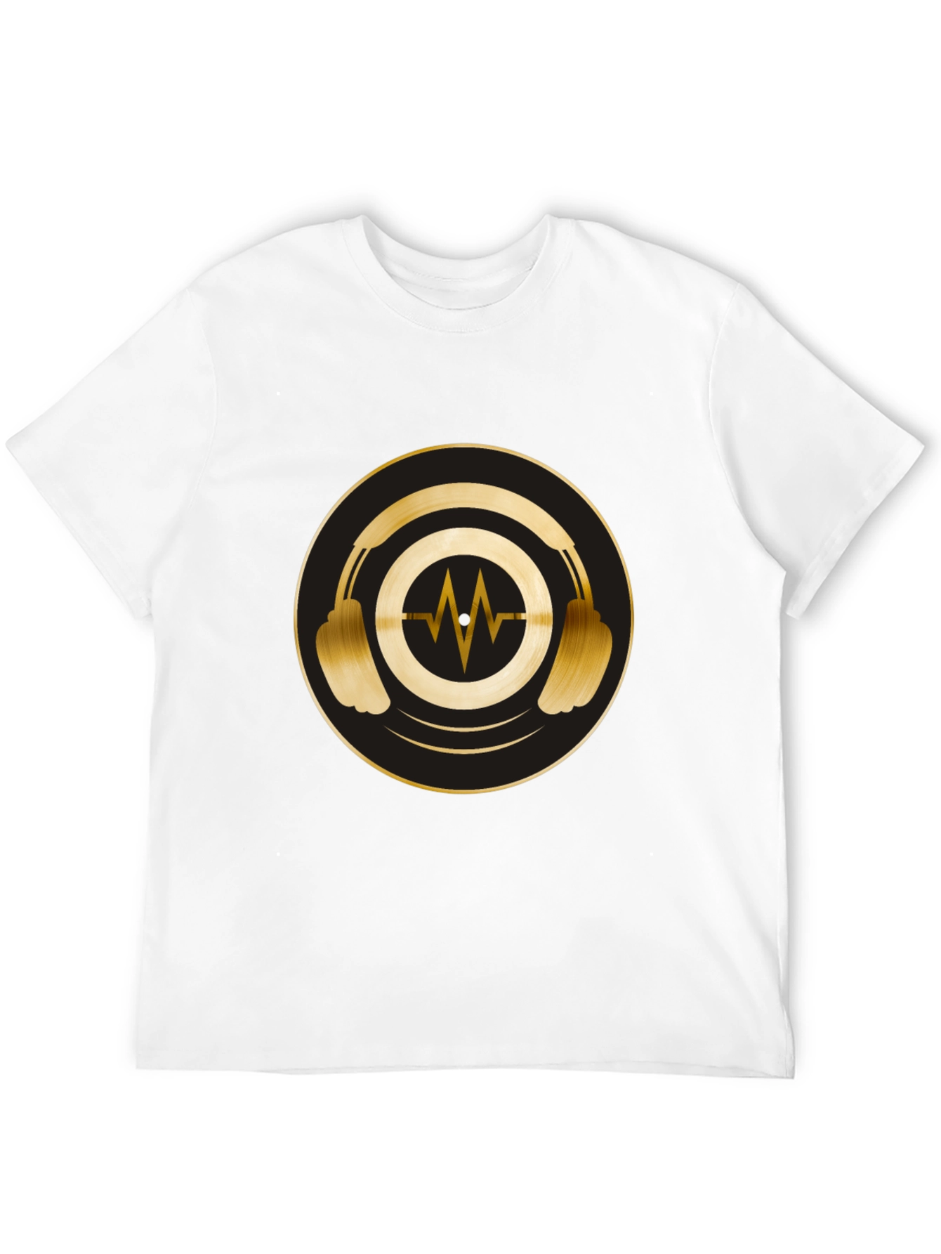 Gold Headphones Graphic Black Tee