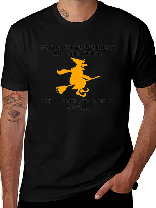 Halloween Witch Broom T-Shirt - Sit For A Spell