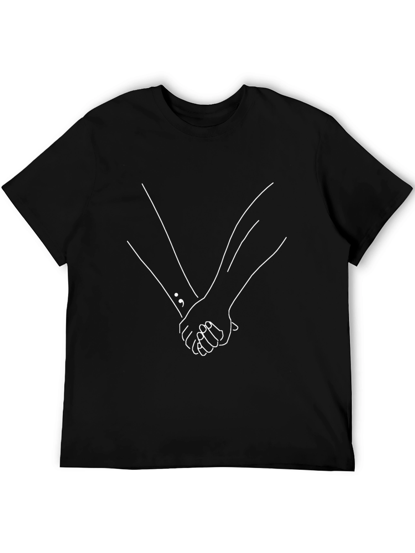 Minimalist Holding Hands Graphic Black T-Shirt