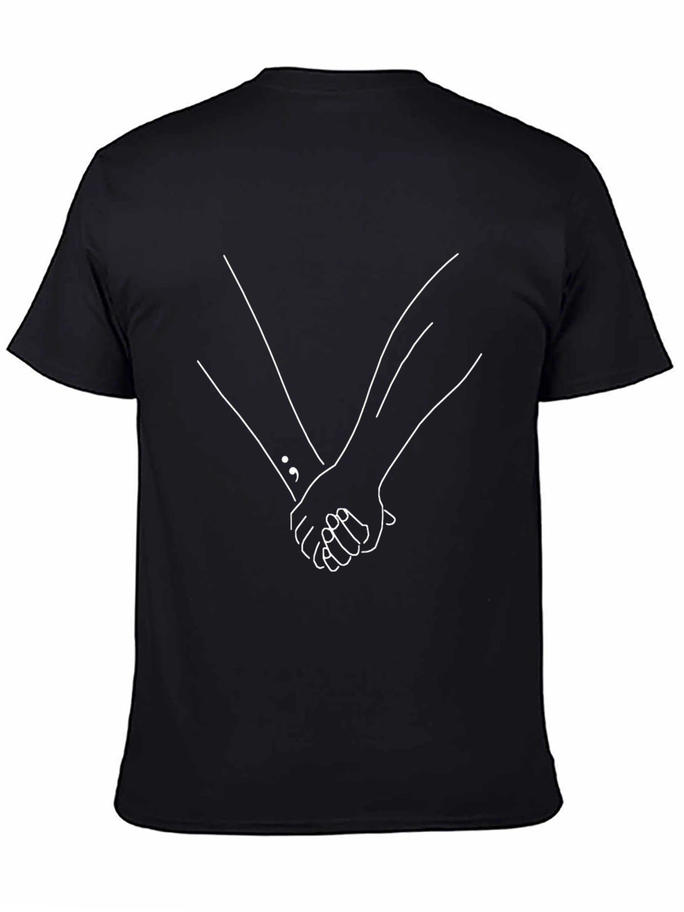 Minimalist Holding Hands Graphic Black T-Shirt