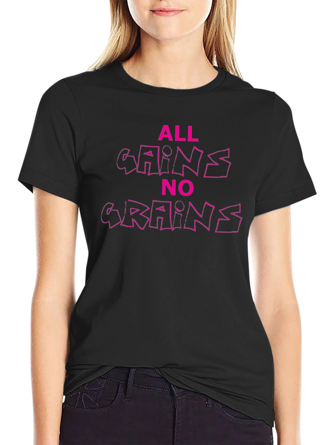 All Gains No Grains Graphic Tee - Black