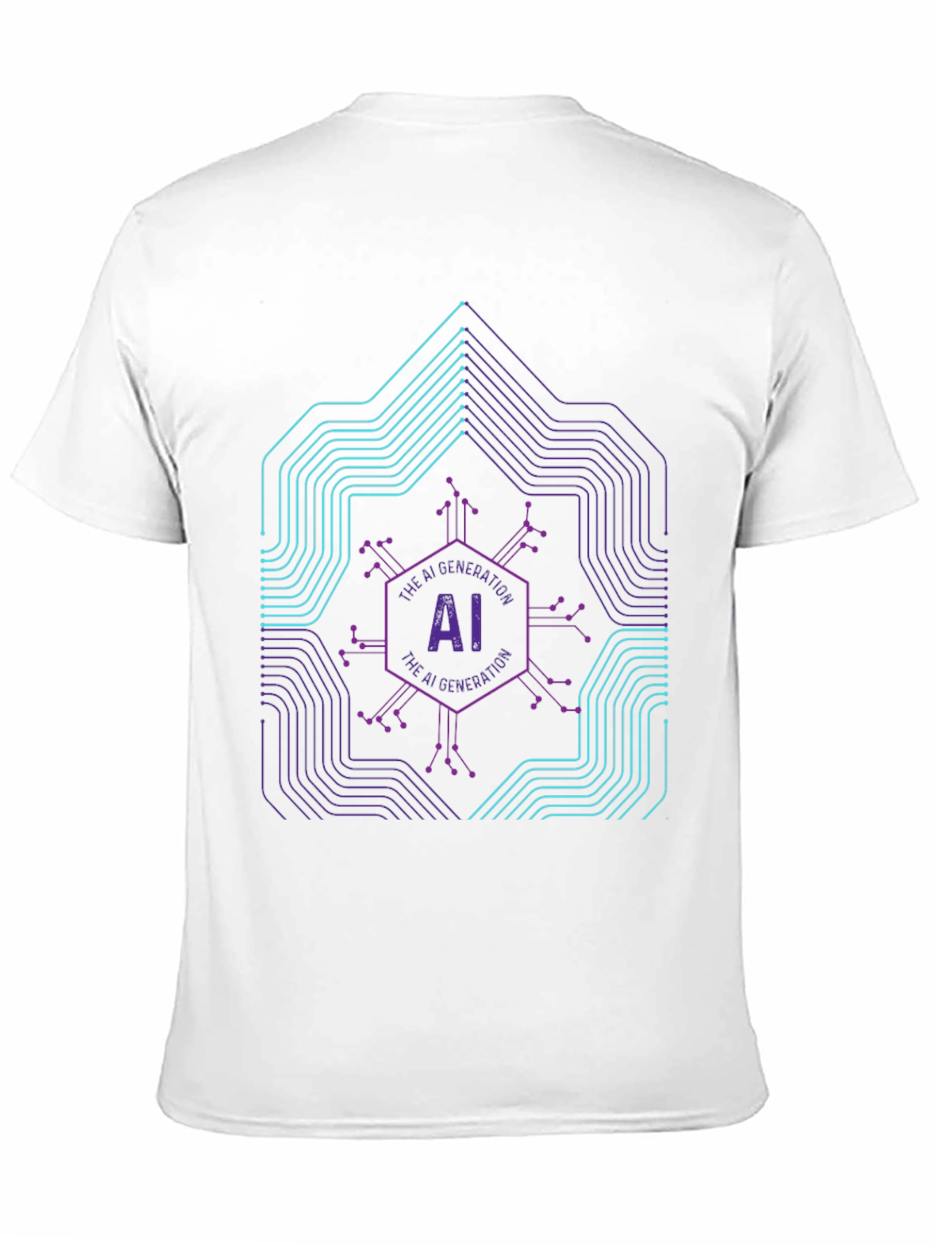 AI Generation Graphic Print Black T-Shirt